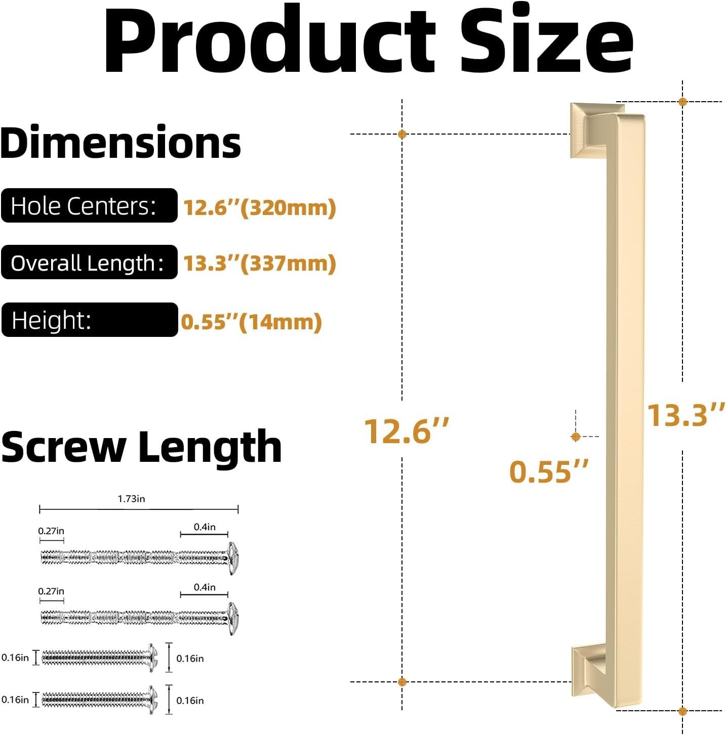 Komotia 6 Pack 12-3/5 Inch Cabinet Pulls Brushed Brass Kitchen Cabinet Handles