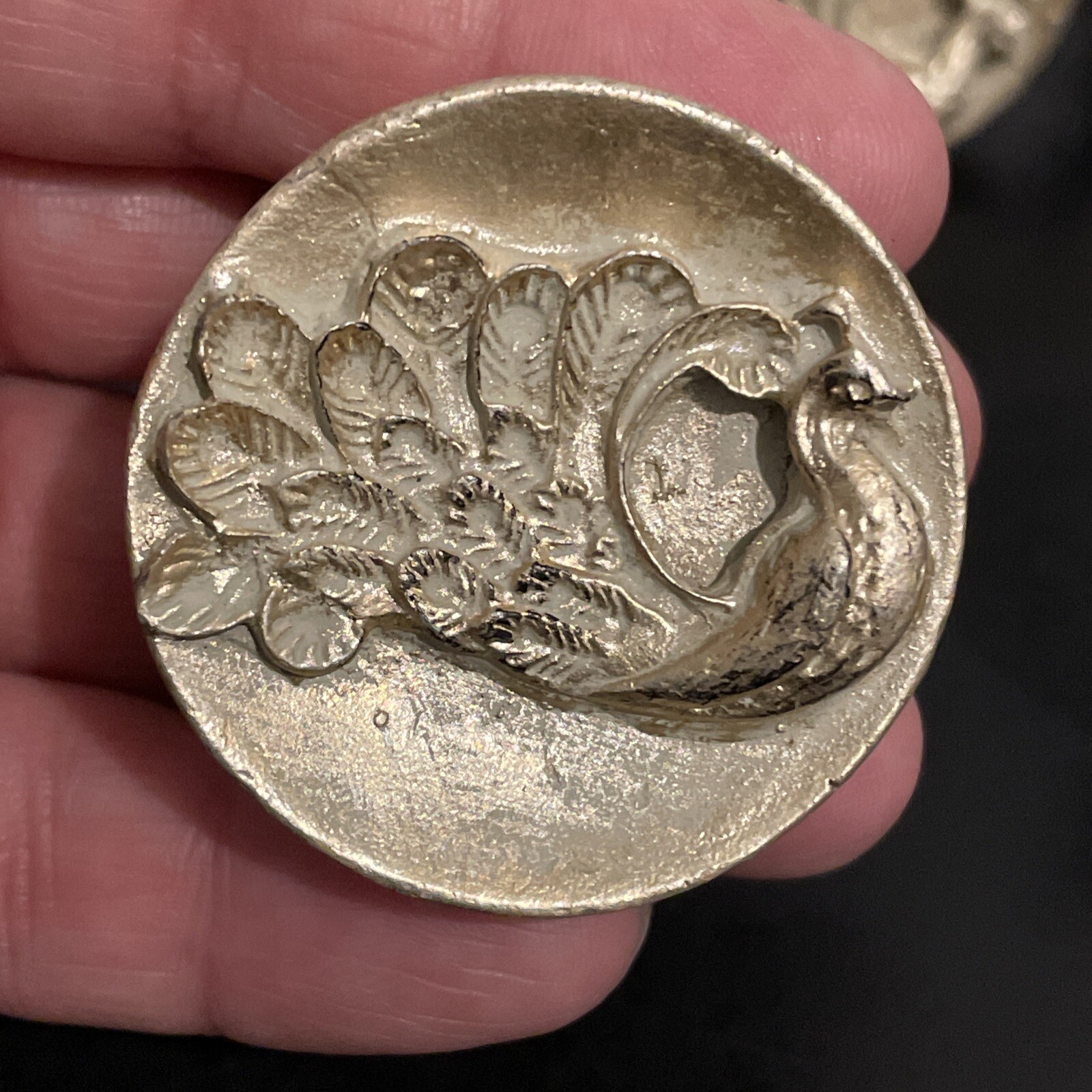 (6) Antique Wood Carved Peacock Knobs/Drawer Pulls/Hardware Gold Guild MCM