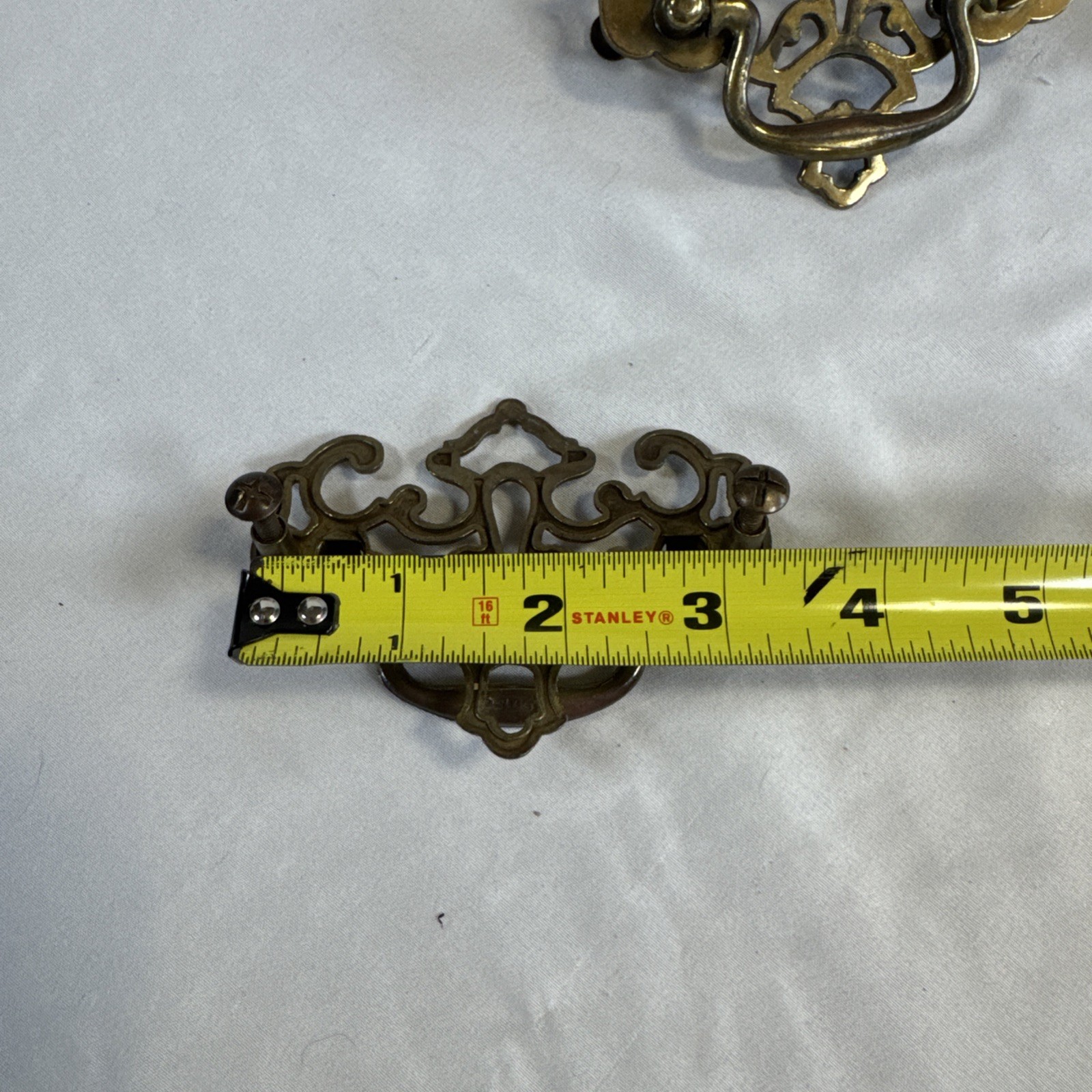 Lot of 12 Vintage Chippendale Style Drawer Drop Bail Pull Handle Brass Cont. B