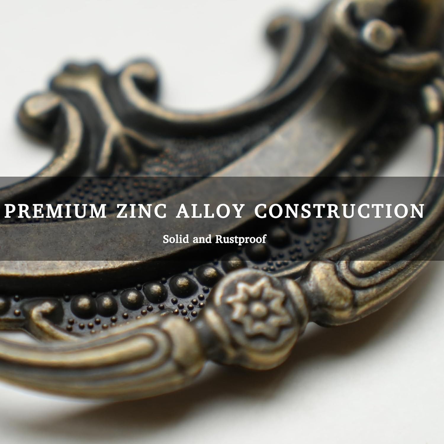 8 Pack Antique Bronze Baroque Style Drop Bail Drawer Pulls, 2 Inch Hole Center V