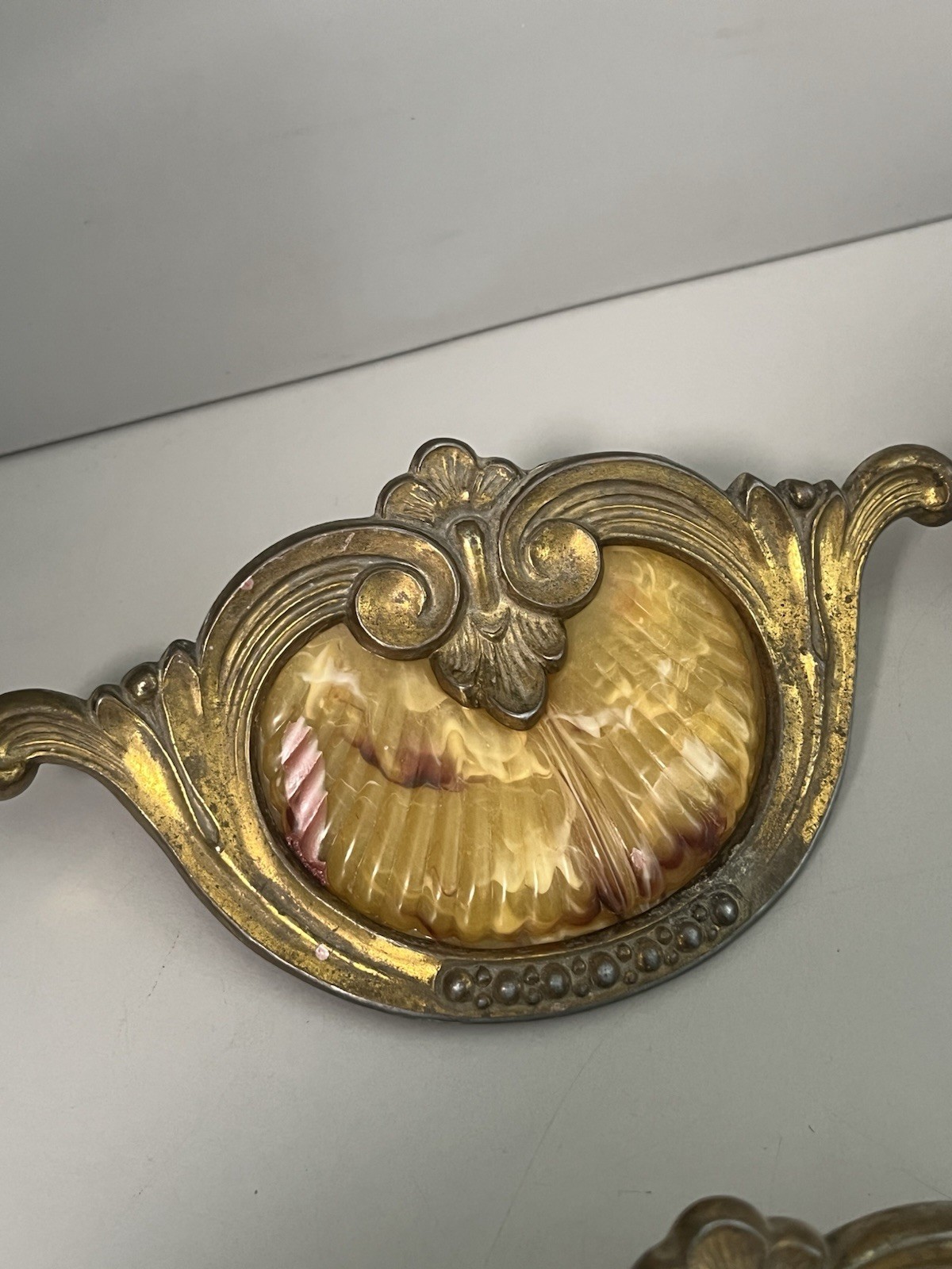 Vintage (1930’s-1940’s) Keeler Art Deco Celluloid & Brass Original Drawer Pulls