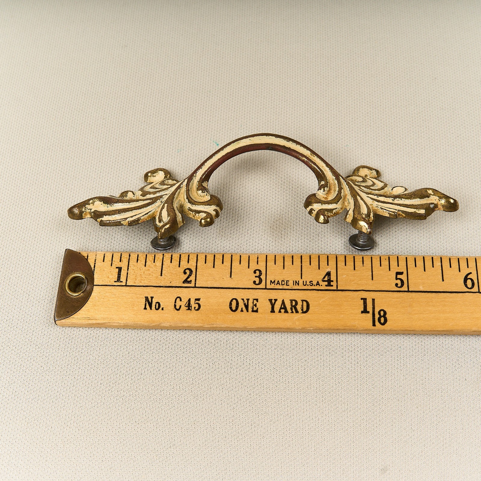 Vintage French Provincial Dresser Drawer Pull Keeler Brass Co N4576 3″ Spacing