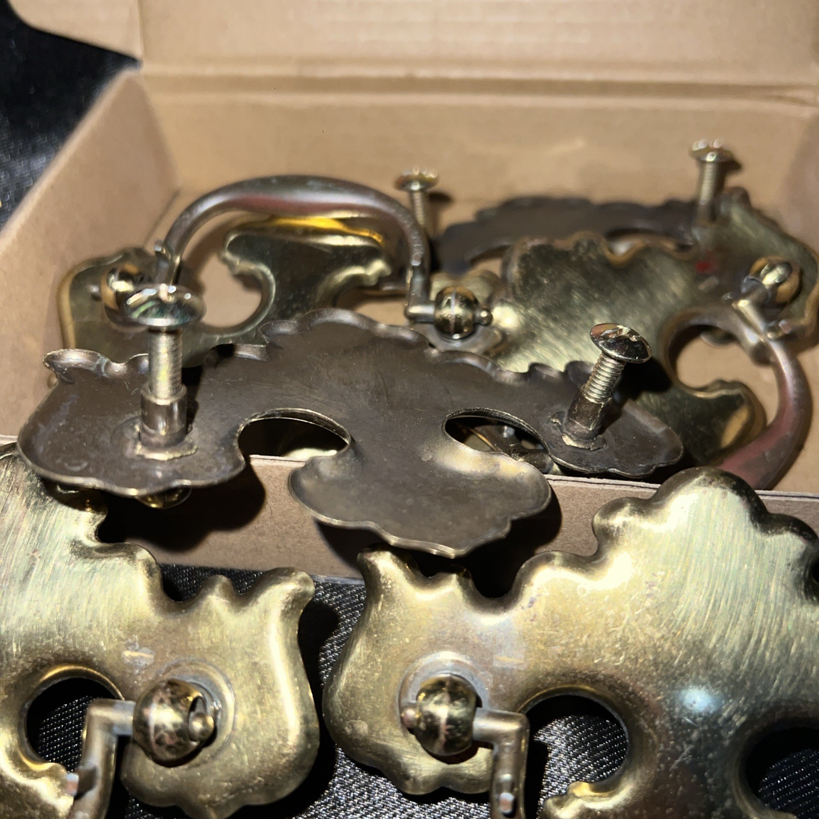Set Of Six Antique Drawer Pulls With Screws