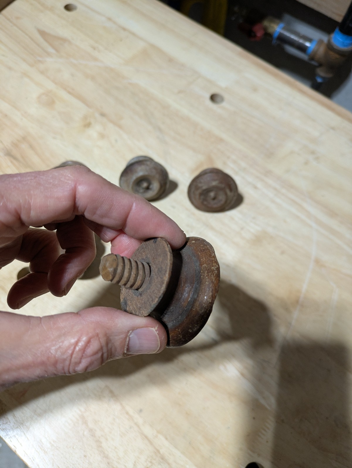 Antique Original Walnut Fancy Turned Front Mushroom Pulls, Set Of 5