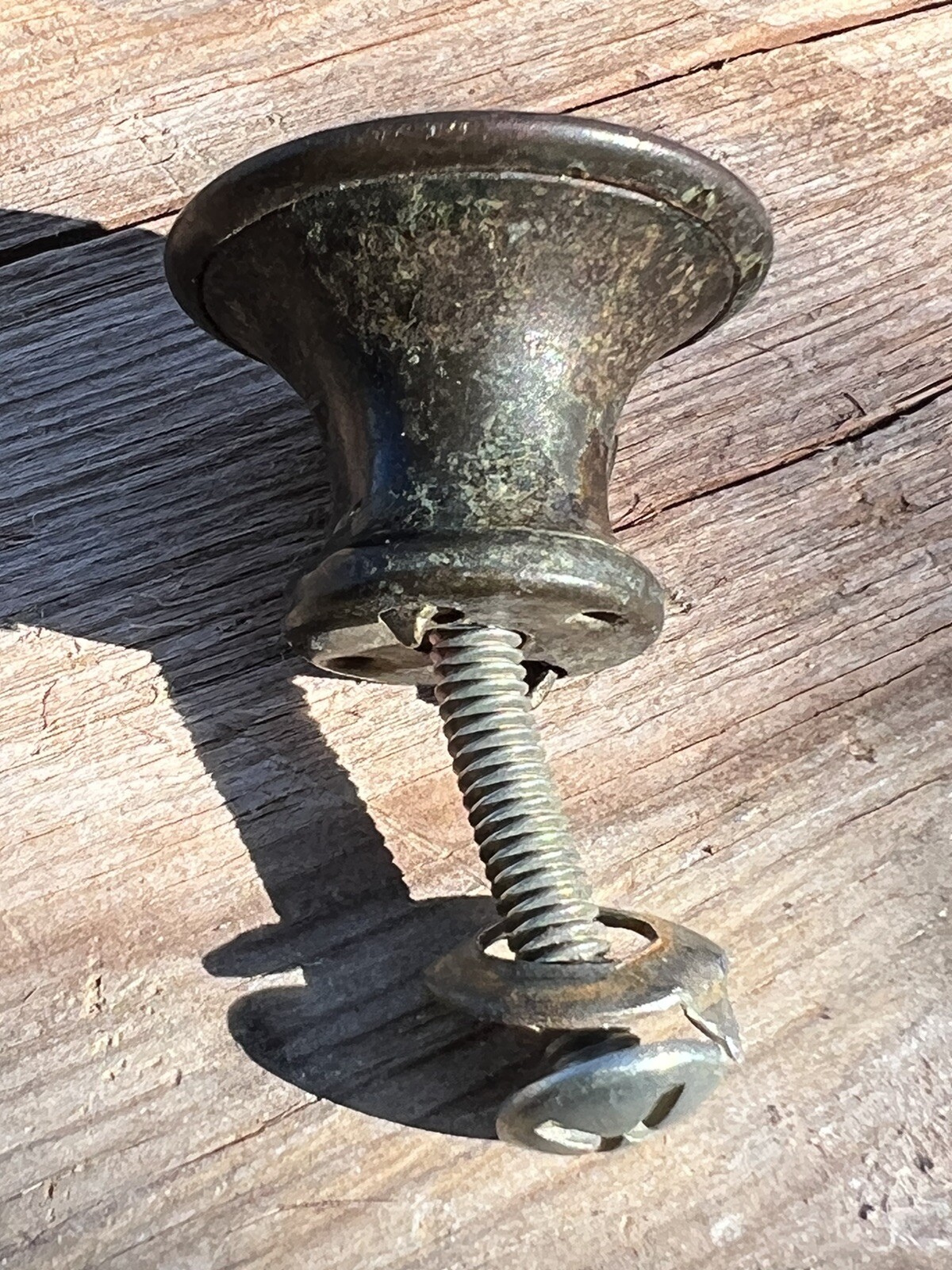 Antique Floral Brass Patina Round Drawer Pull 1”