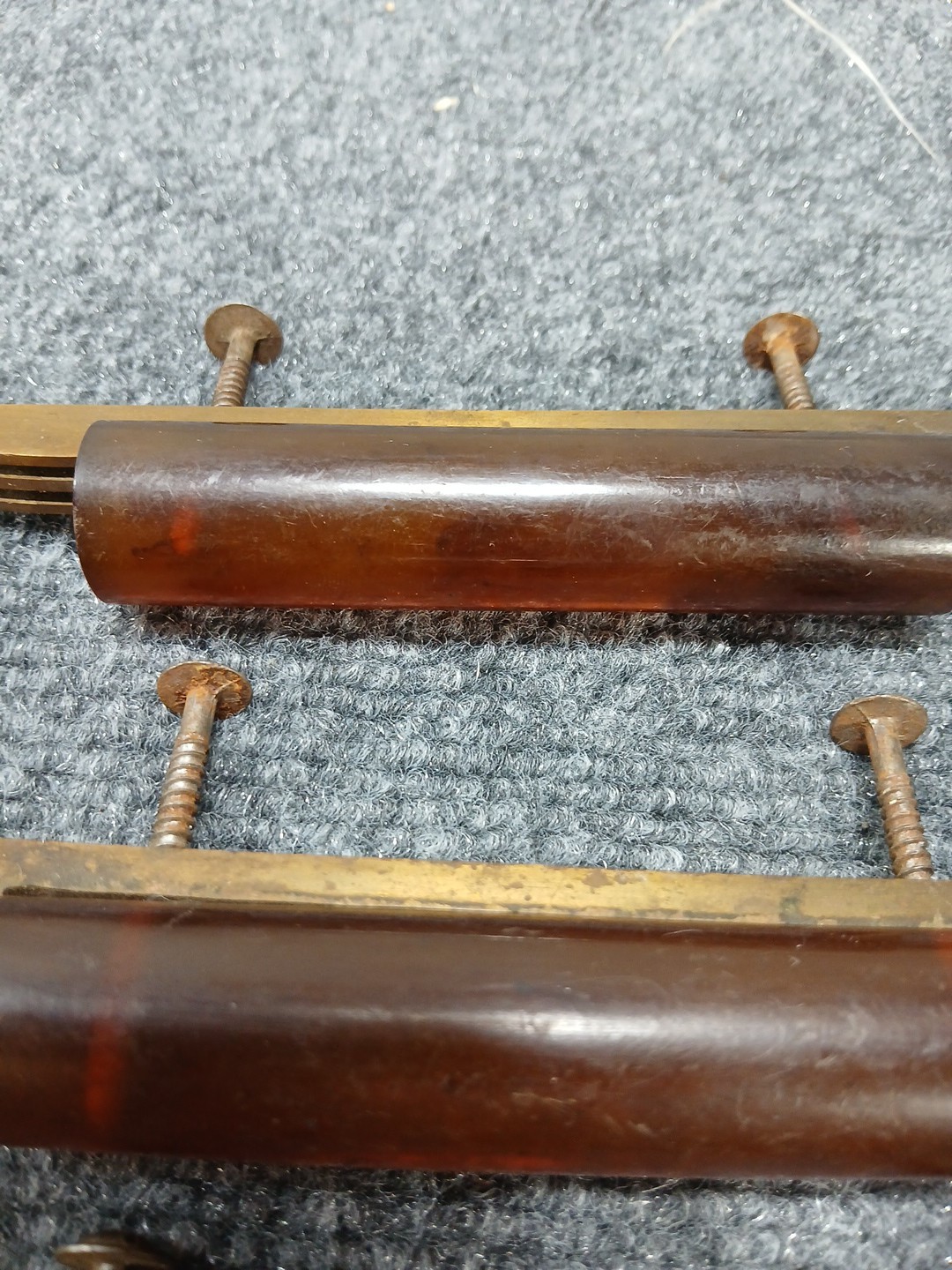 Vintage ANTIQUE Butterscotch Amber Bakelite Drawer Pulls Art Deco Brown