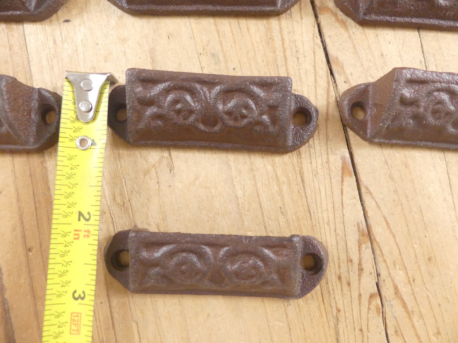 10 Cast Iron Brown Ornate Pulls Drawer Cabinet Handles Rustic Vintage Look Knobs