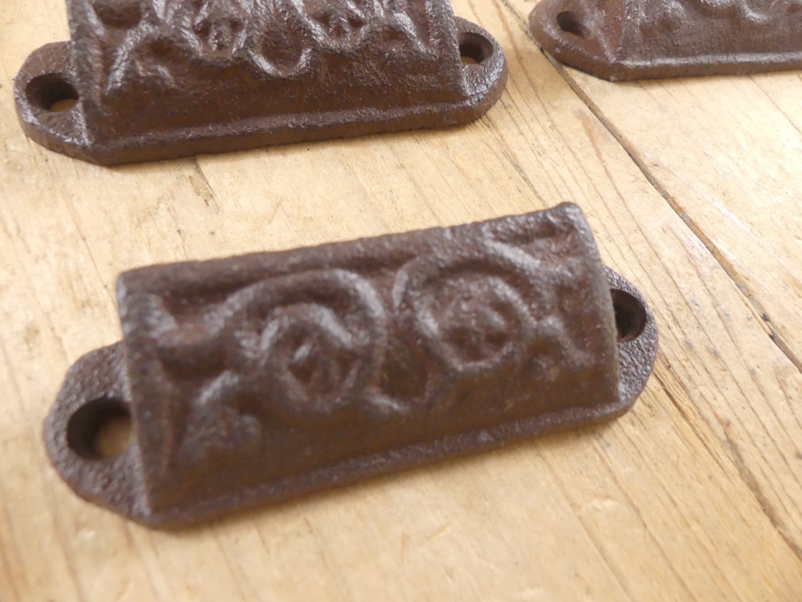 10 Cast Iron Brown Ornate Pulls Drawer Cabinet Handles Rustic Vintage Look Knobs