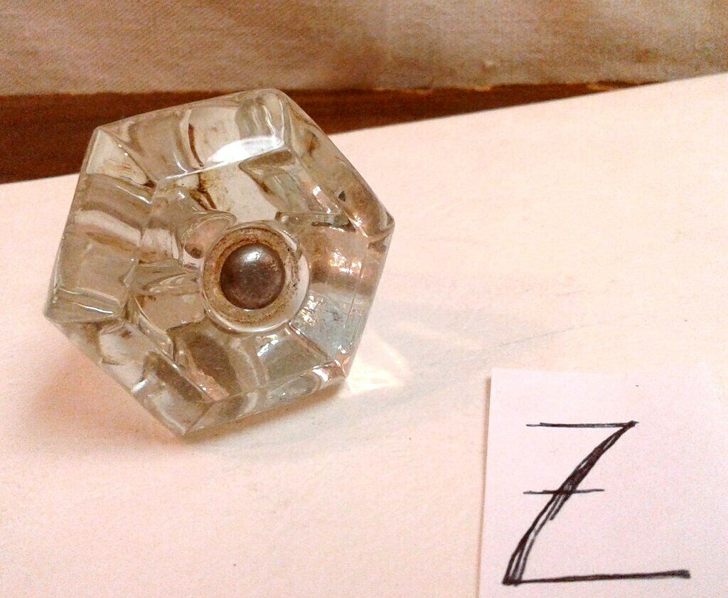 Antique Clear Glass Drawer Knob Pull with Screw 1920 Era