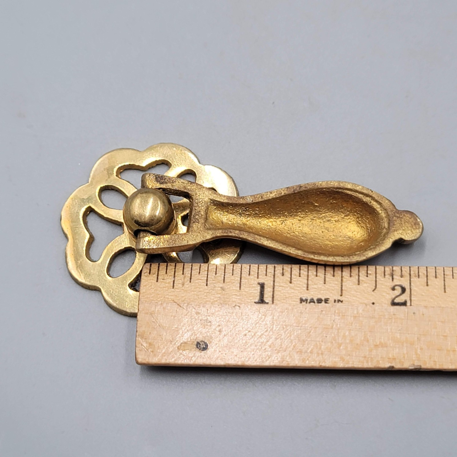 Vintage Solid Brass Drawer Pull Handle Open Work Salvage Hardware SINGLE ONLY