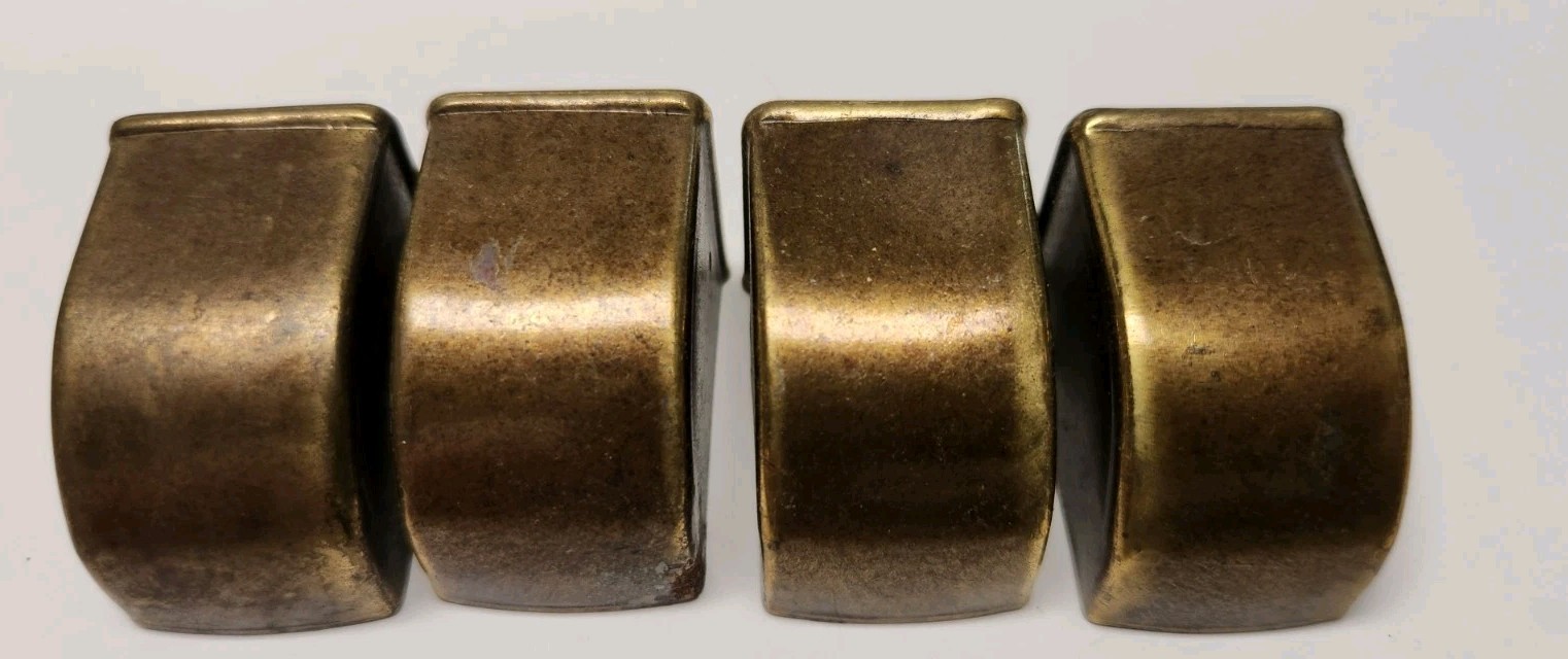 4 Small Vintage Brass Toe Caps/Table Leg Feet 7/8 inch wide x 1 1/2″ New OS