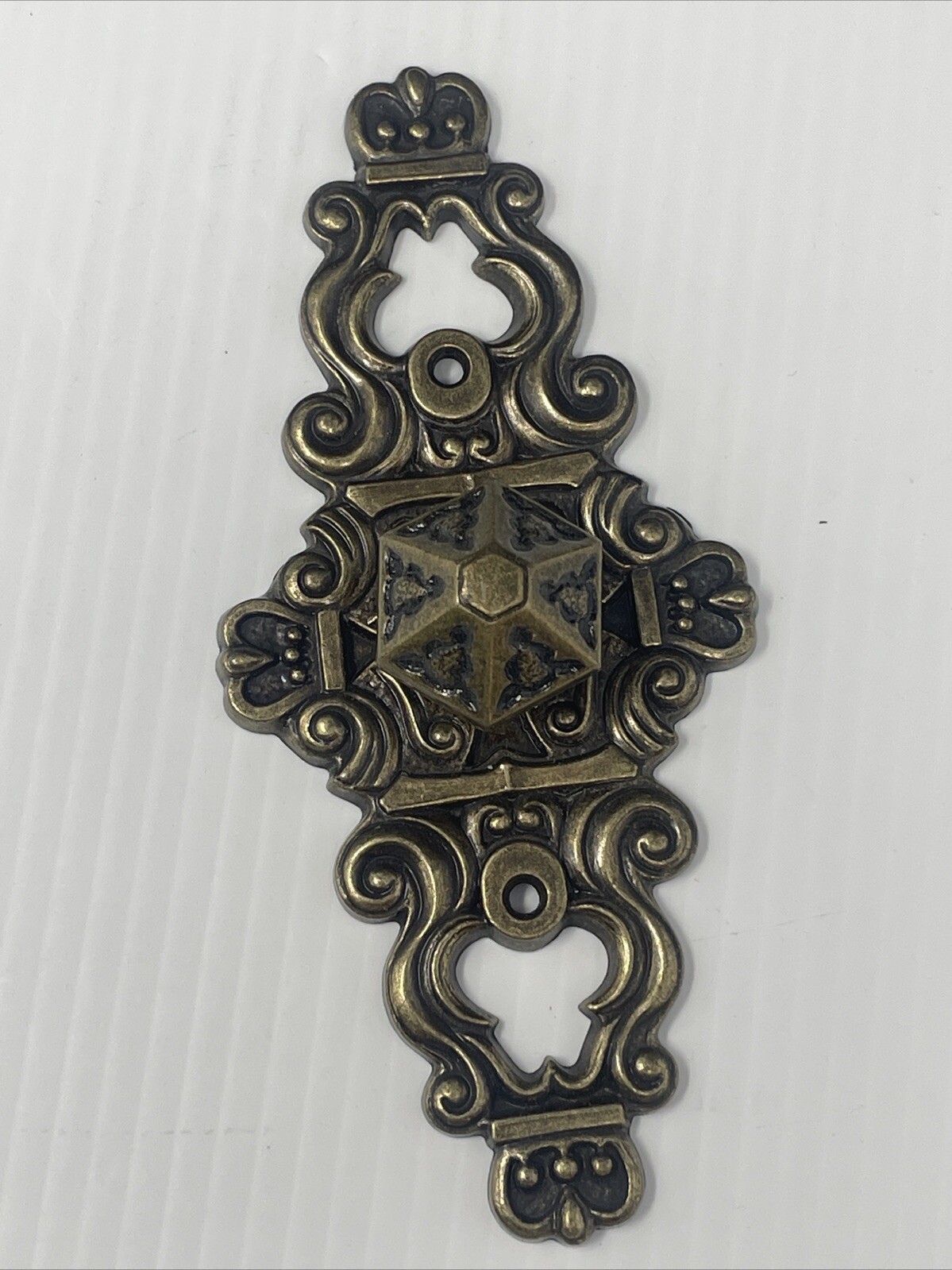 Vintage Hyer Ornate Brass Cabinet Door Plate Large Hollywood Regency Mid Century