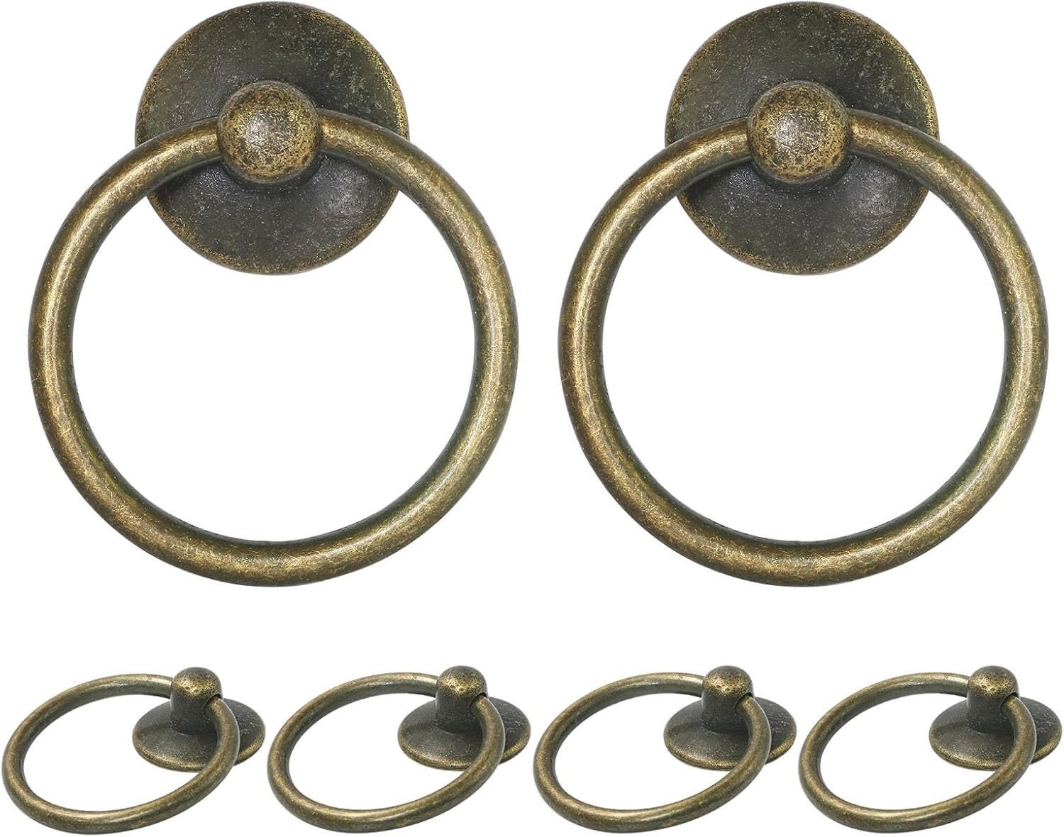 Durable Vintage-Style 6pcs Antique Brass Drawer Pulls, Easy Install Knobs