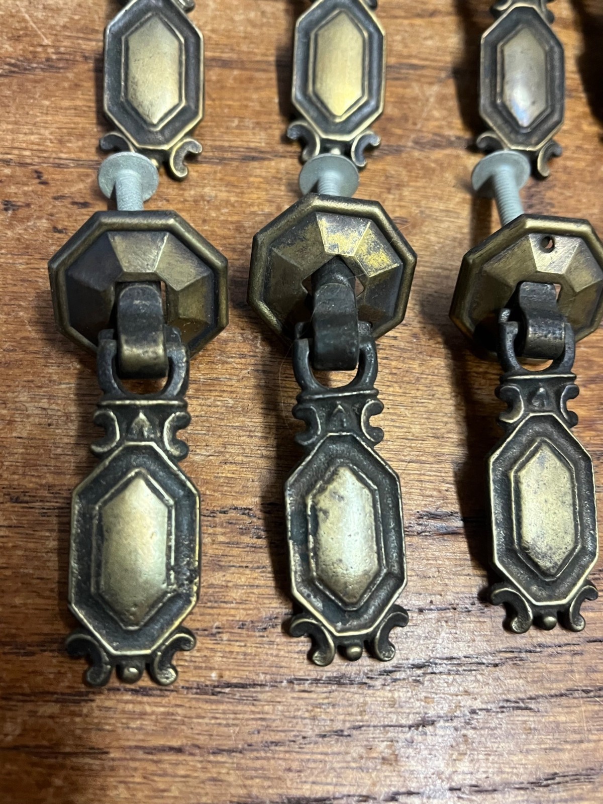13 Vintage Art Deco Waterfall Dresser Drawer Pulls Brass Furniture Hardware