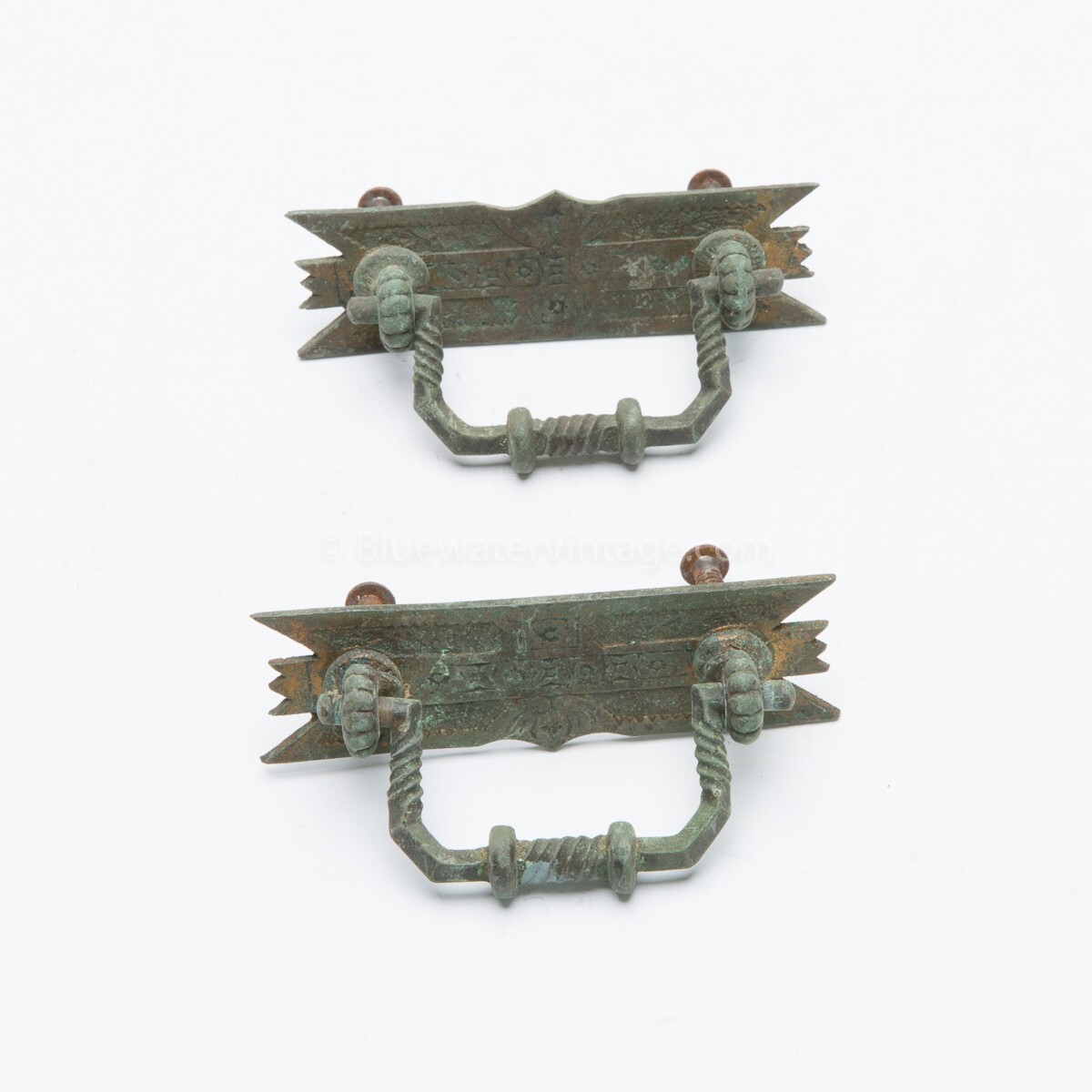 HD13 Antique Pair c1920s Mission or Arts & Crafts Cast Bronze Bail Drawer Pulls!