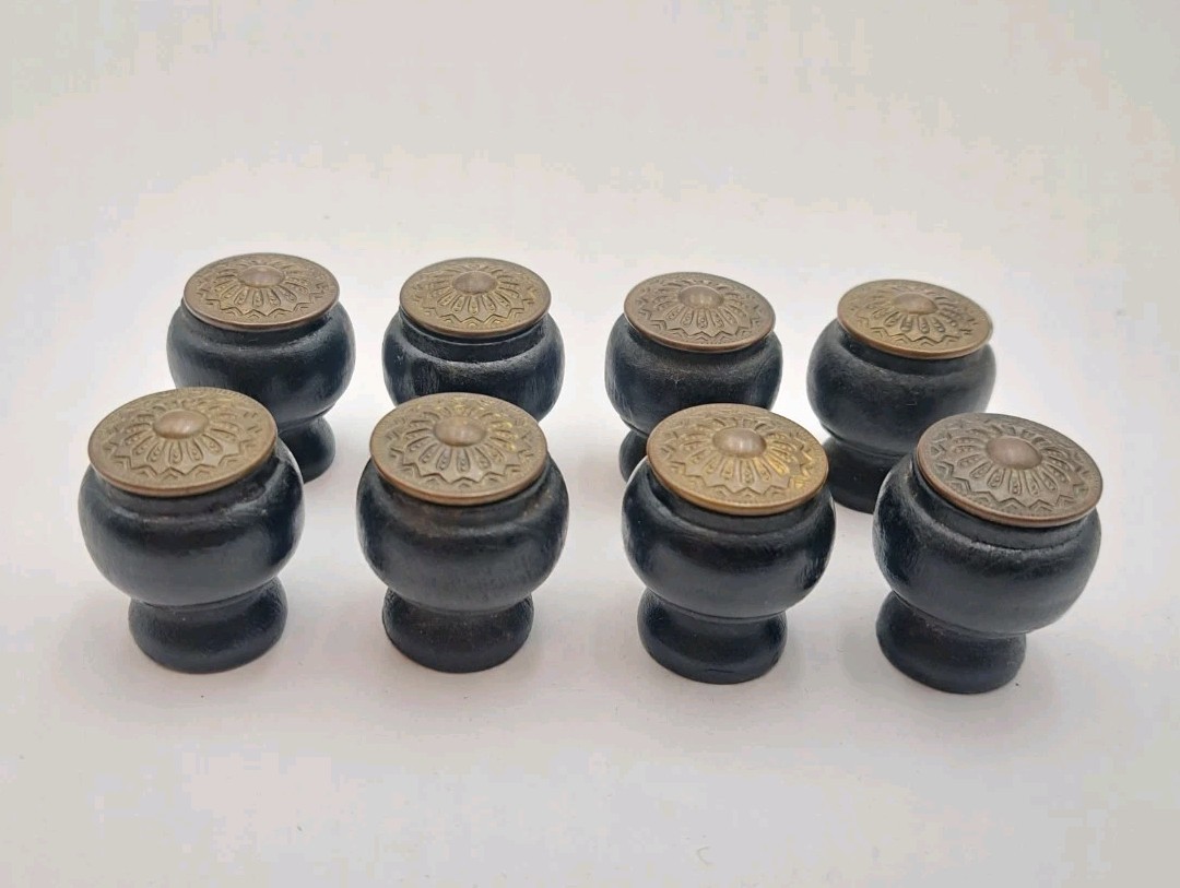 Vintage Drawer Pulls Door Spool Cabinet Knobs Cabinet Wooden Hardware Lot of 8