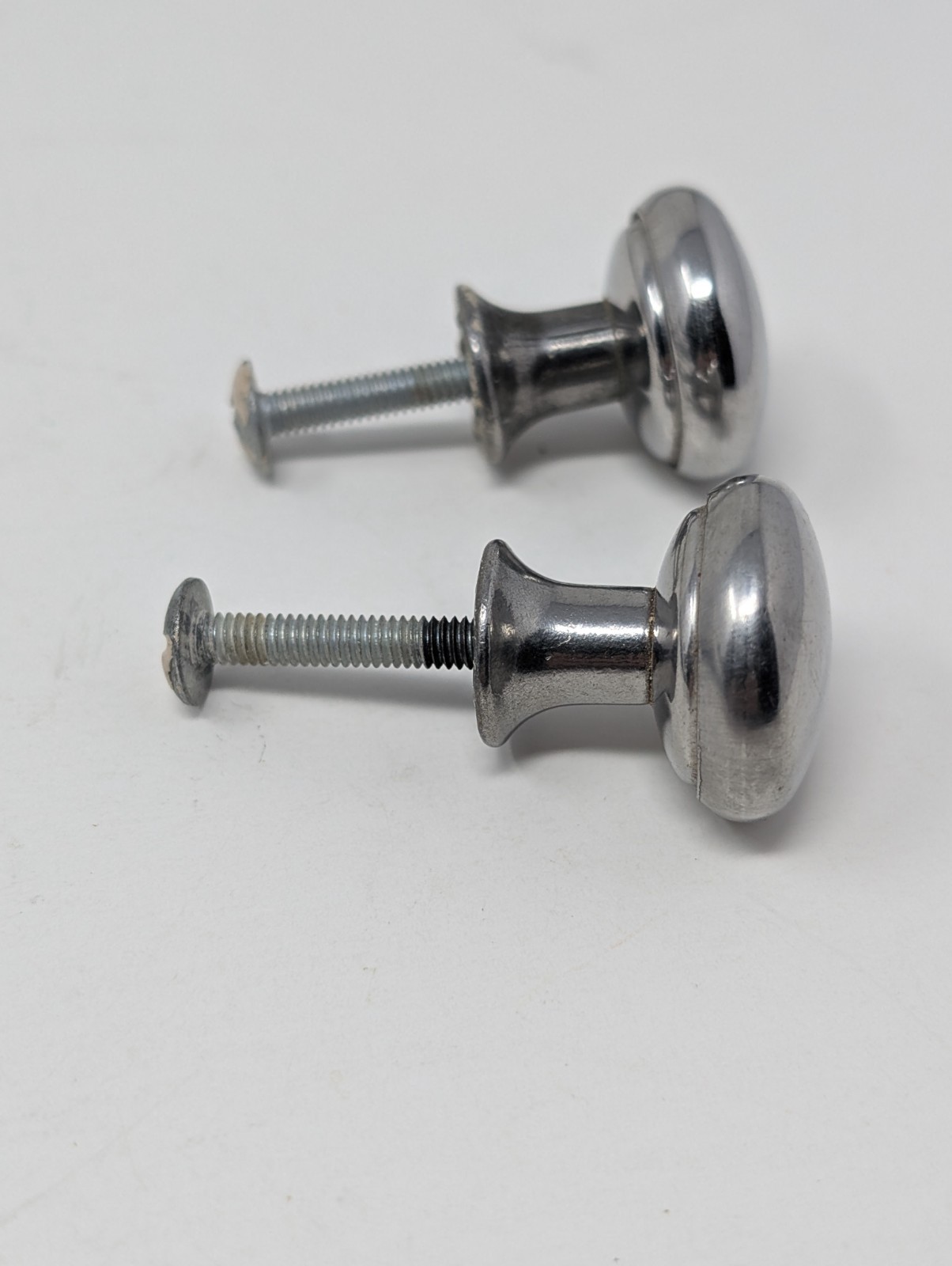 Set 2 MCM CHROME DOME DRAWER PULLS KNOBS 1” MUSHROOM ORIGINAL USA