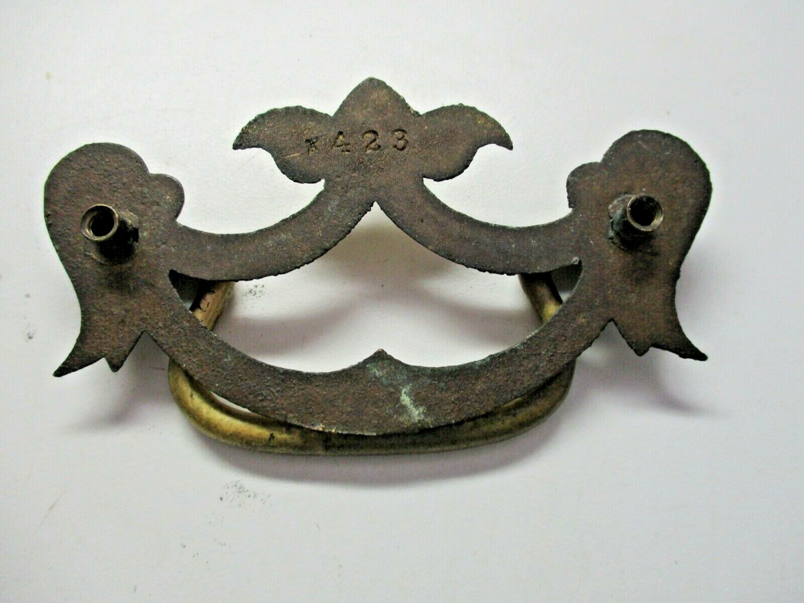 KBC Keeler K-423 Drawer 1920s Drop Bail Pull Handle Dark Brass 3″ Centers 1 Vtg