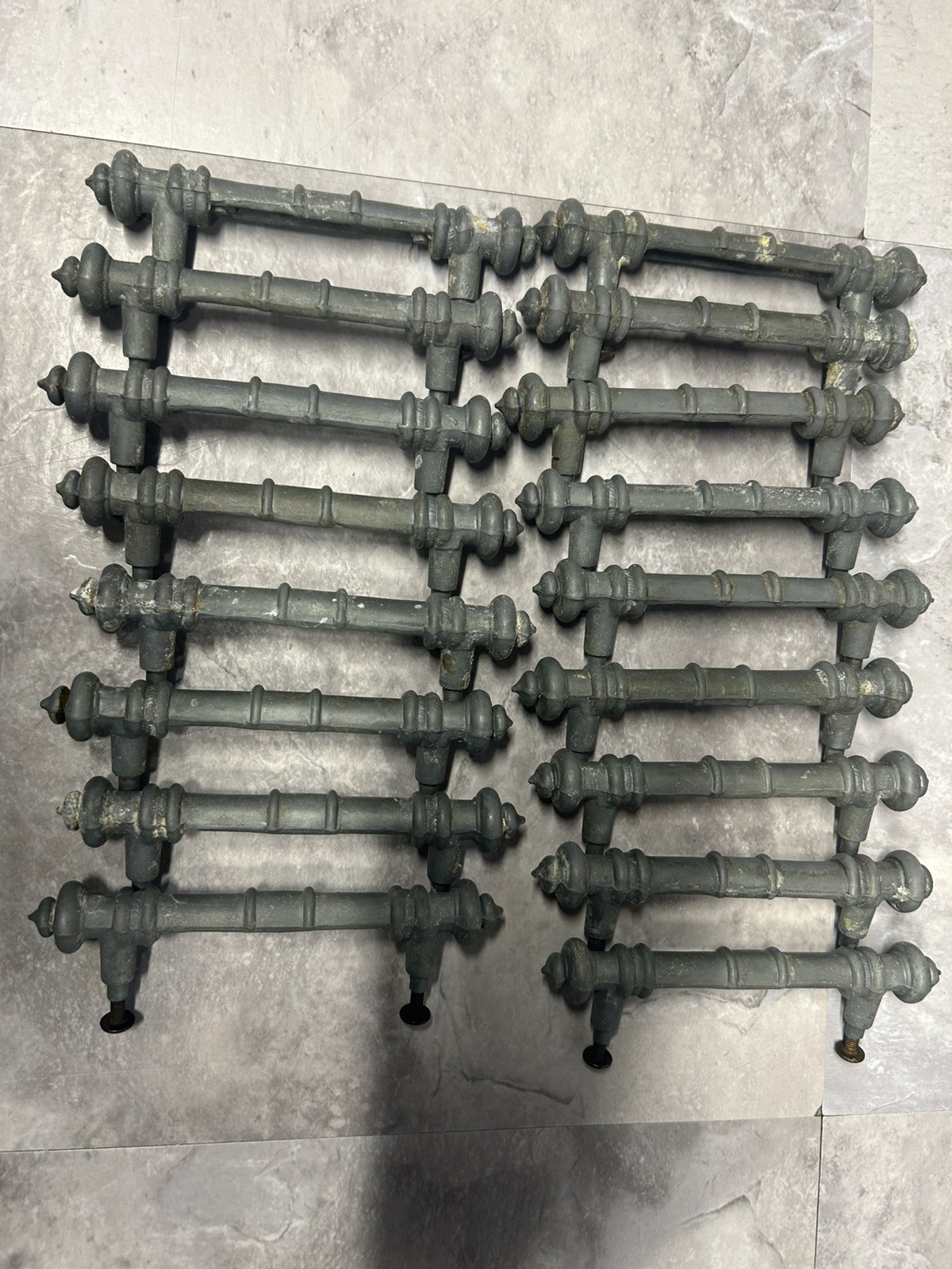 17 Vintage metal cabinet drawer pulls with screws 5.5” partially restored