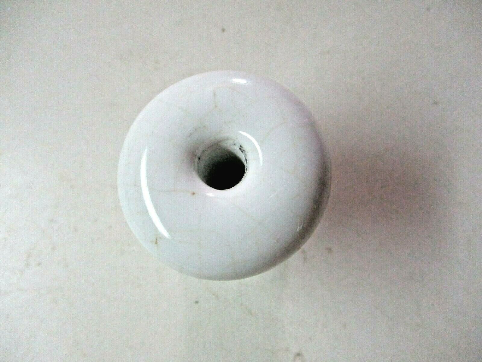 White Porcelain 1920s Mushroom Pull Knob Center Screw Hole 1-3/8″ Antique 1