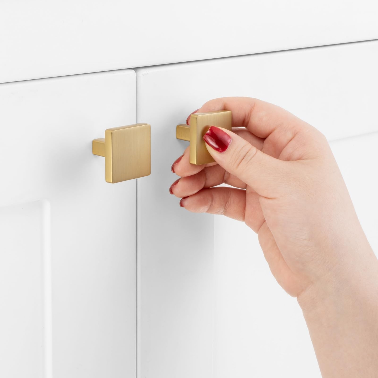 10 Pack 1-1/8 Inch, Square Brushed Gold Cabinet Knobs Gold Drawer Knobs Gold …