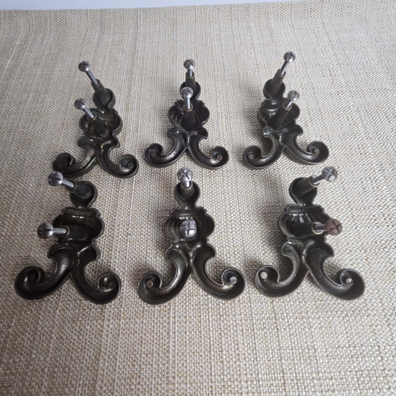 Ornate Drawer Pull Handles Set 6 Antique Bronze Tone Cabinet Hardware Scroll