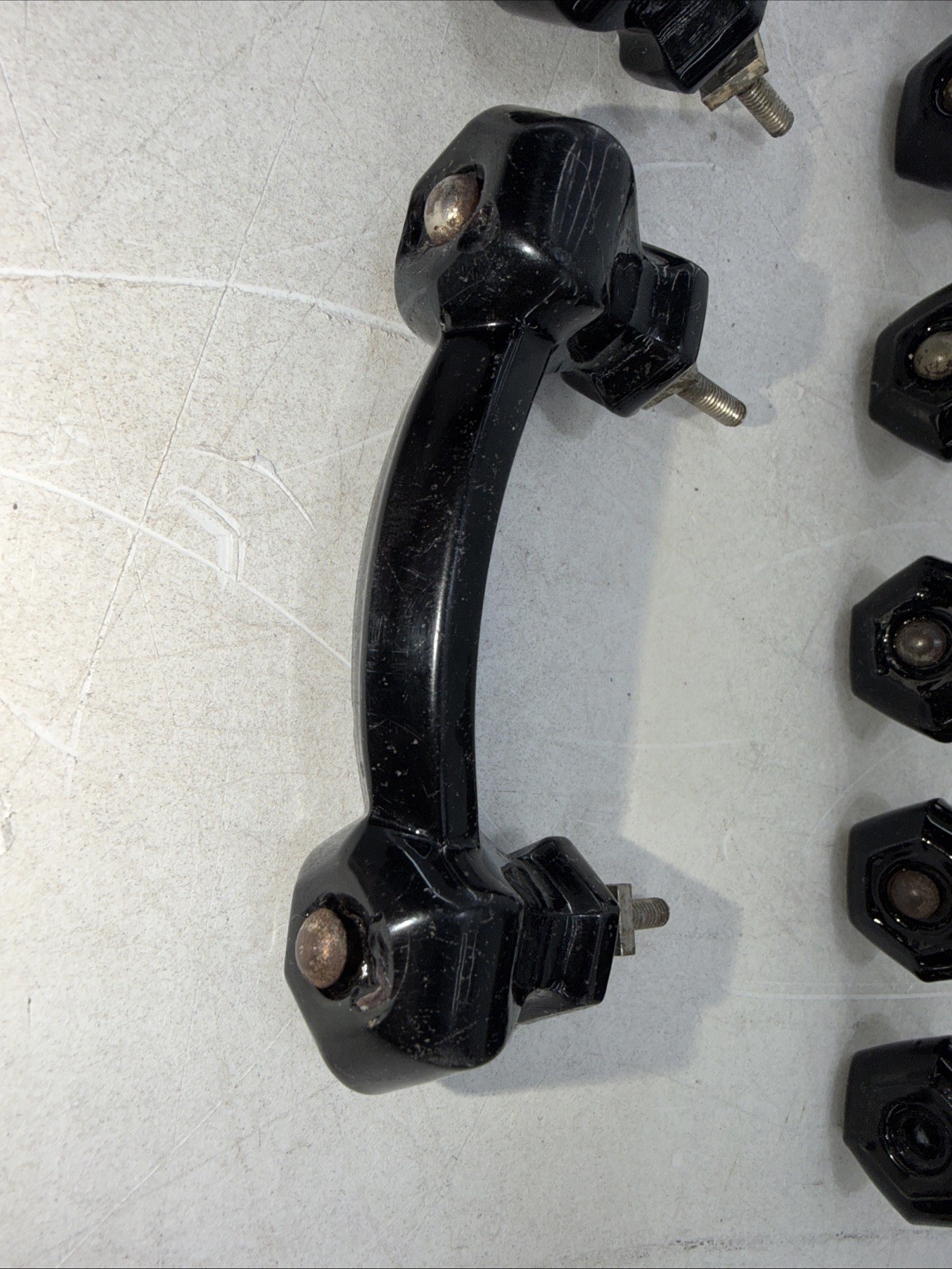 Vintage Black Porcelain Drawer Handles/Pulls Double Single