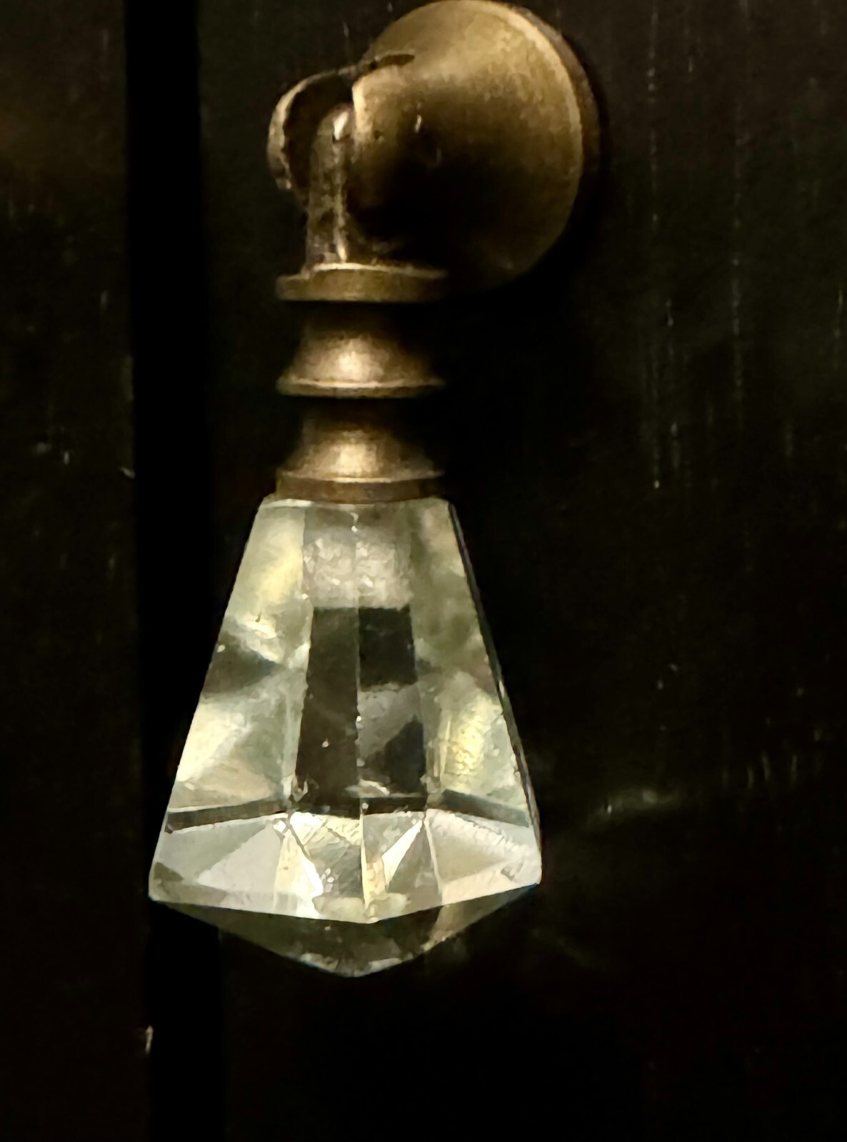 2 Vintage Hinge Tear Drop Clear Glass Furniture Hardware Door Drawer Knobs Pulls