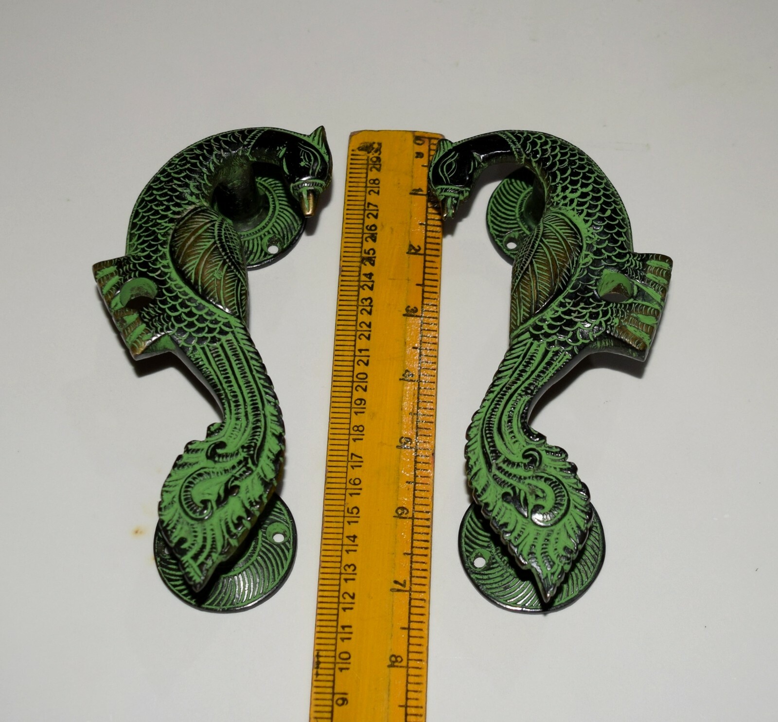 Brass Peacock Door Handle Hand Carved Peafowl Door Pull Restaurant Welcome HK196