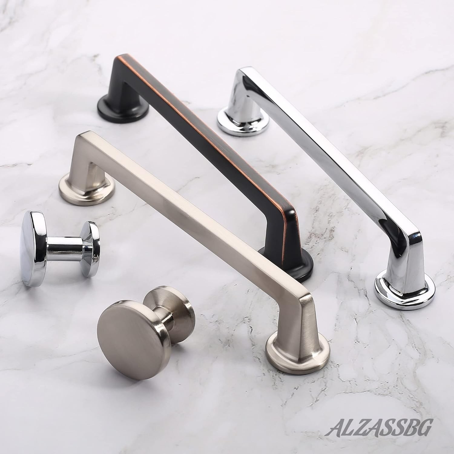 Alzassbg 10pk 1.1″ Brushed Nickel Round Knobs