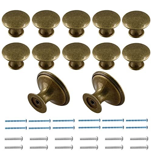 12 Pcs Cabinet Knobs Metal Drawer Knobs Round Dresser Handle 12 Pack Brass