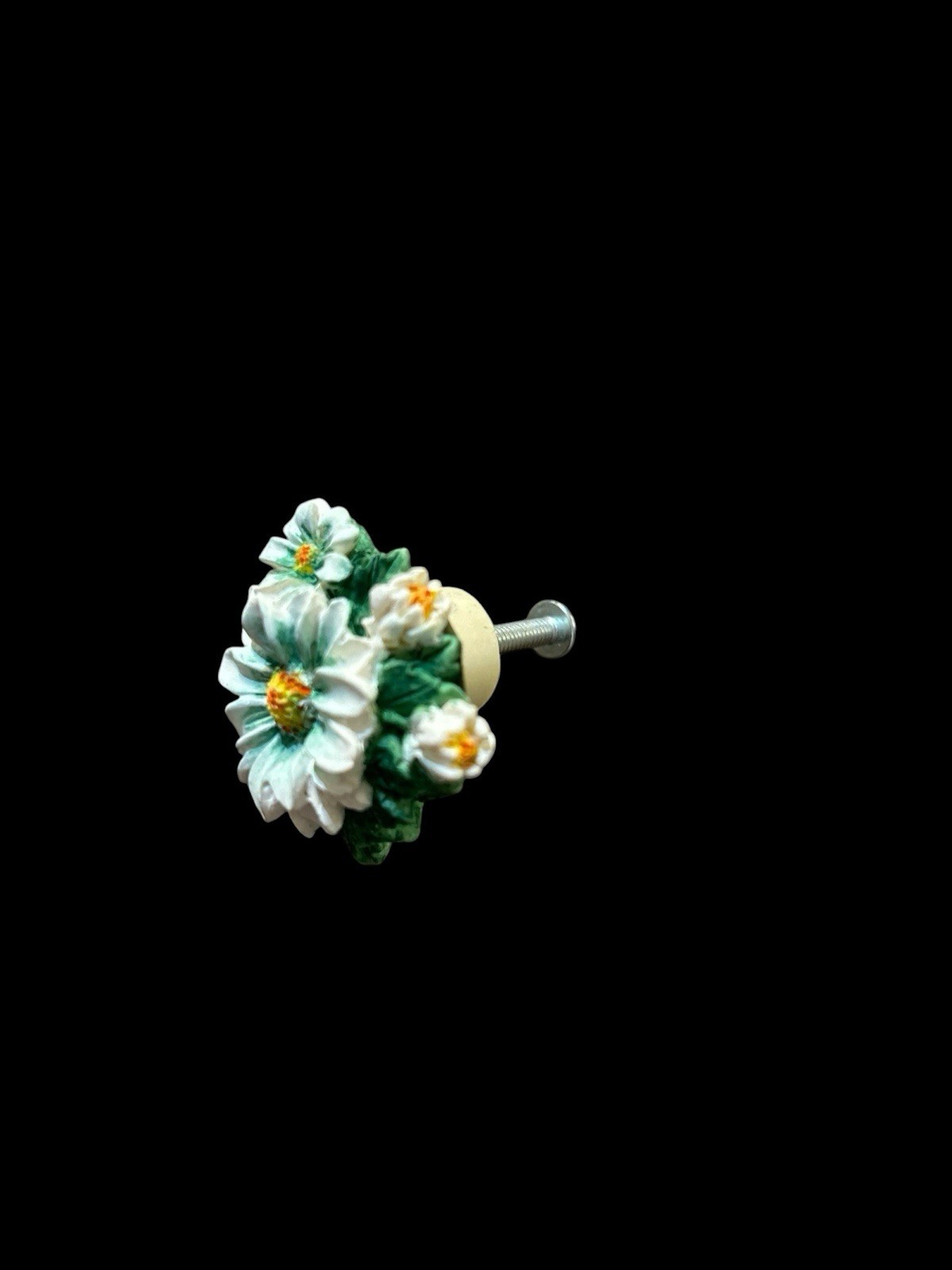 Floral Daisy Drawer Cabinet Knobs Set Of 6 1.75″ Dia.