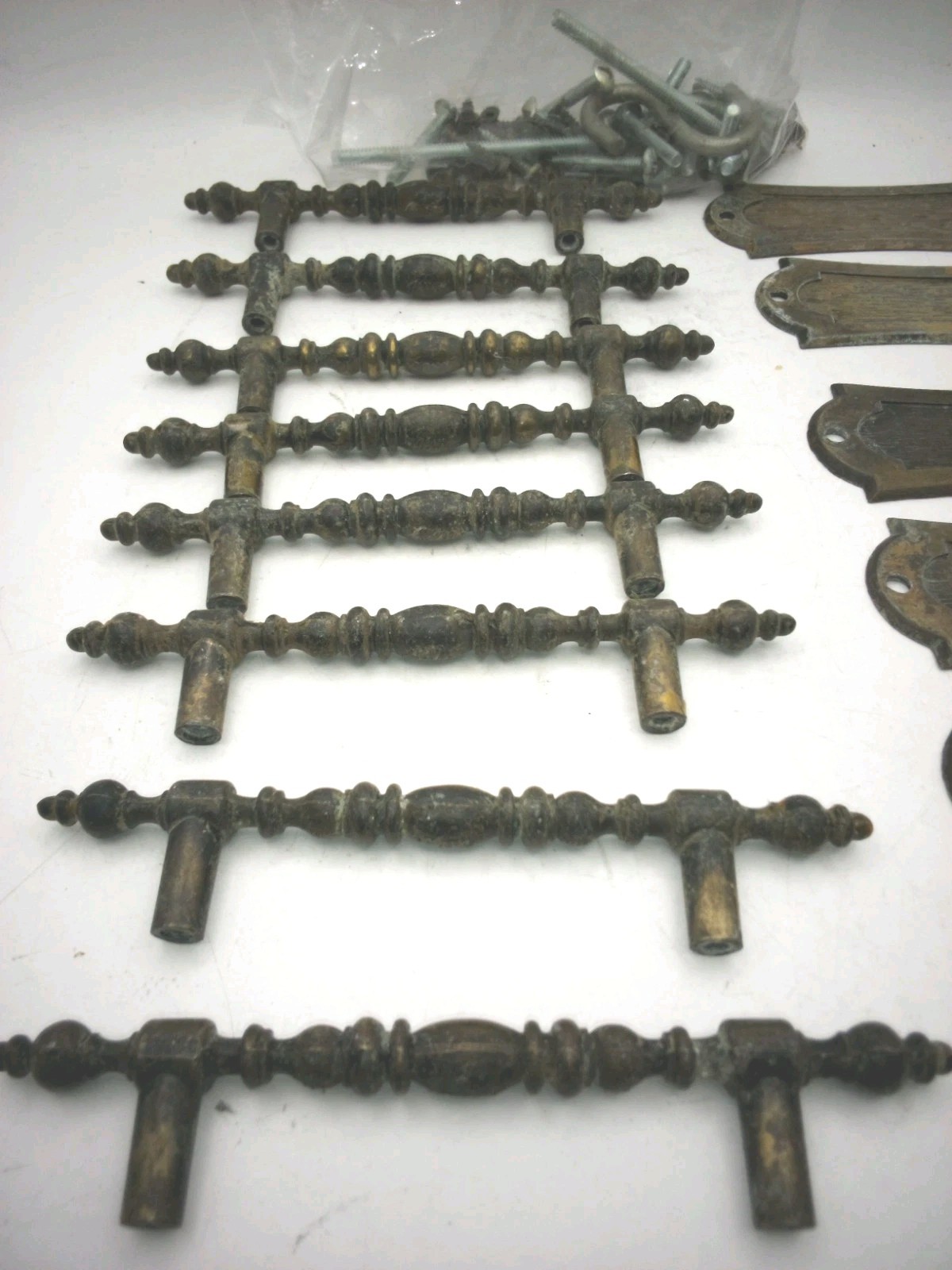 Lot 15 PCS Vintage Allison Drawer Handles Plaques Brass Japan