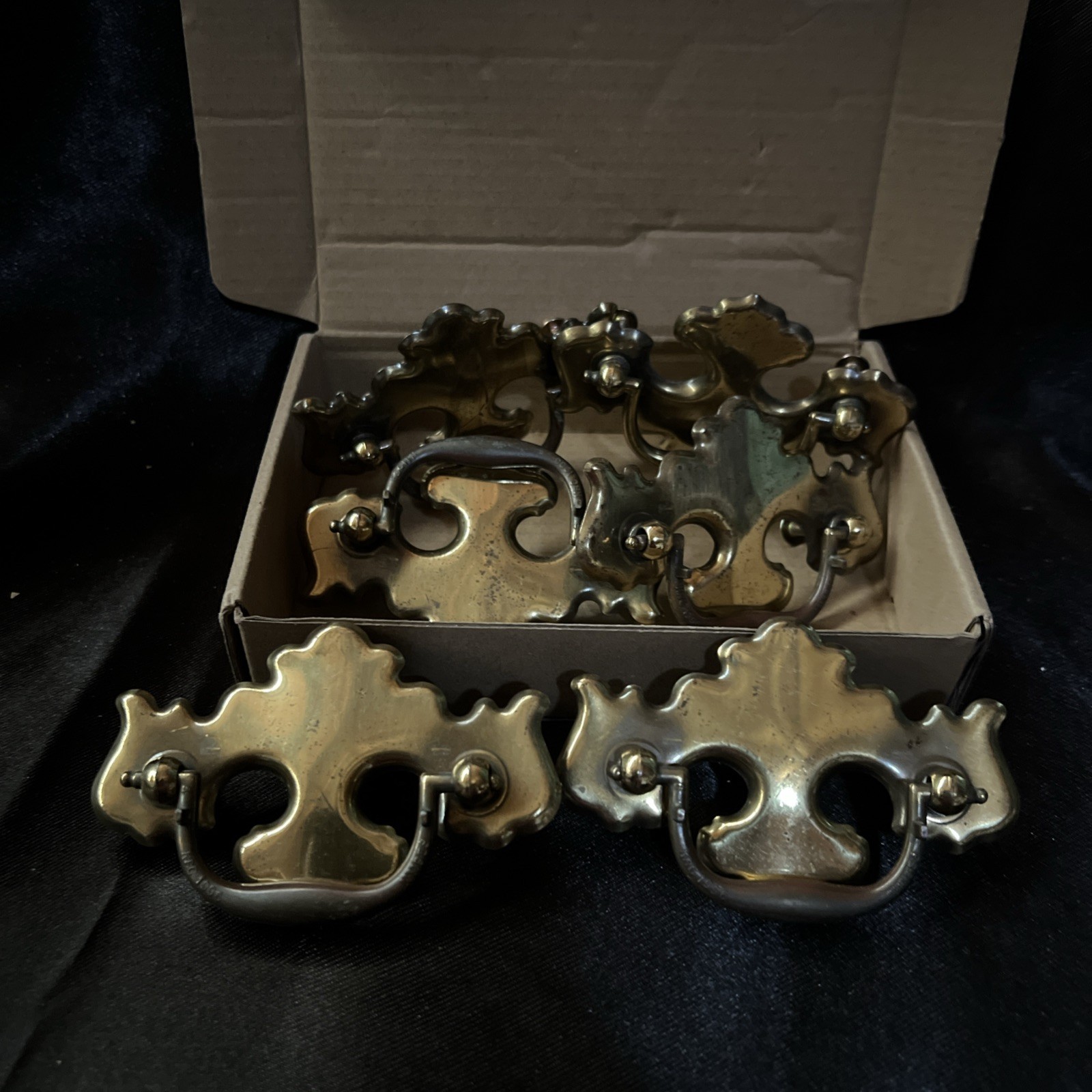 Set Of Six Antique Drawer Pulls With Screws
