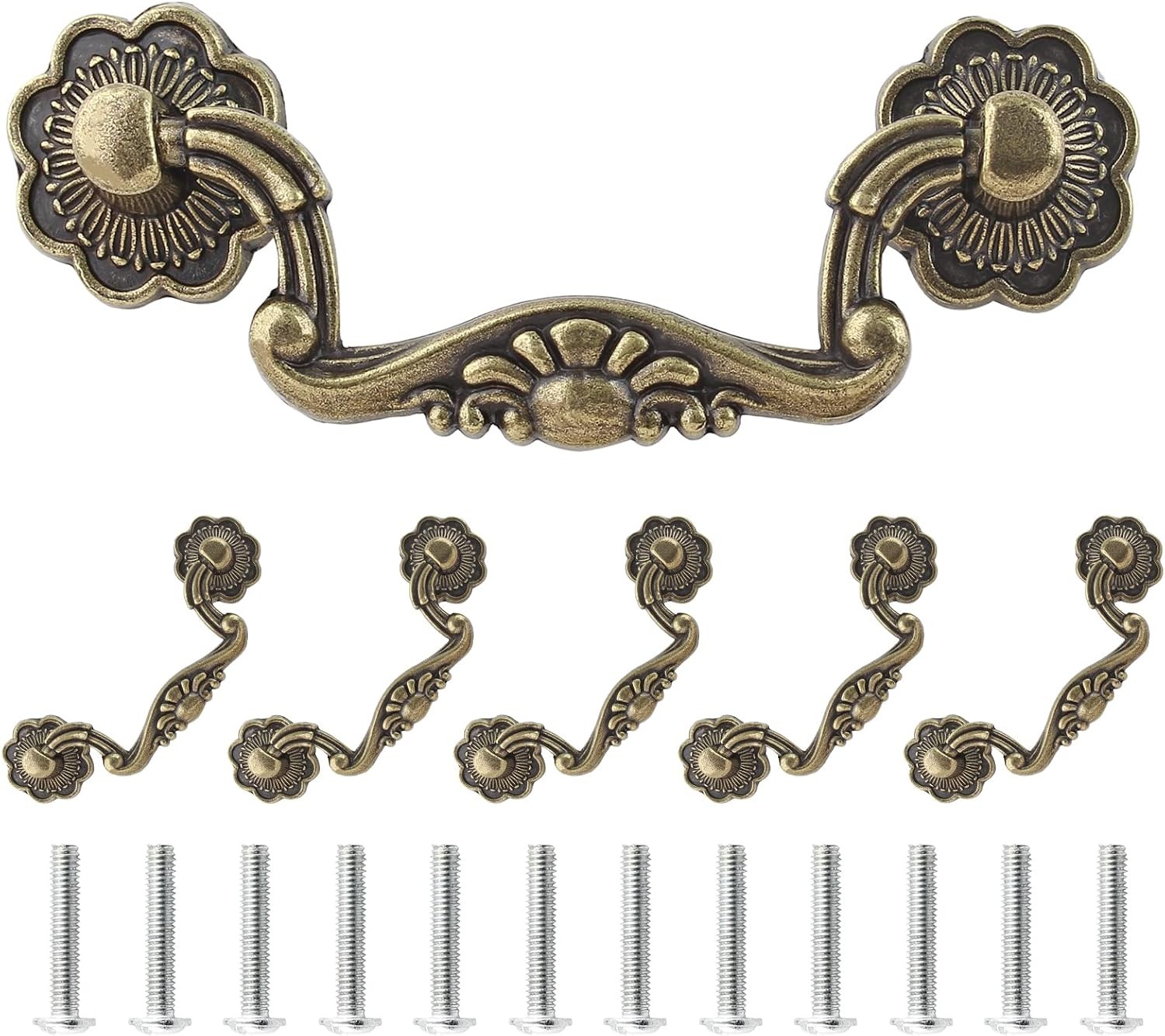 Uenhoy 6pk 3″ Vintage Drop Bail Pulls Bronze