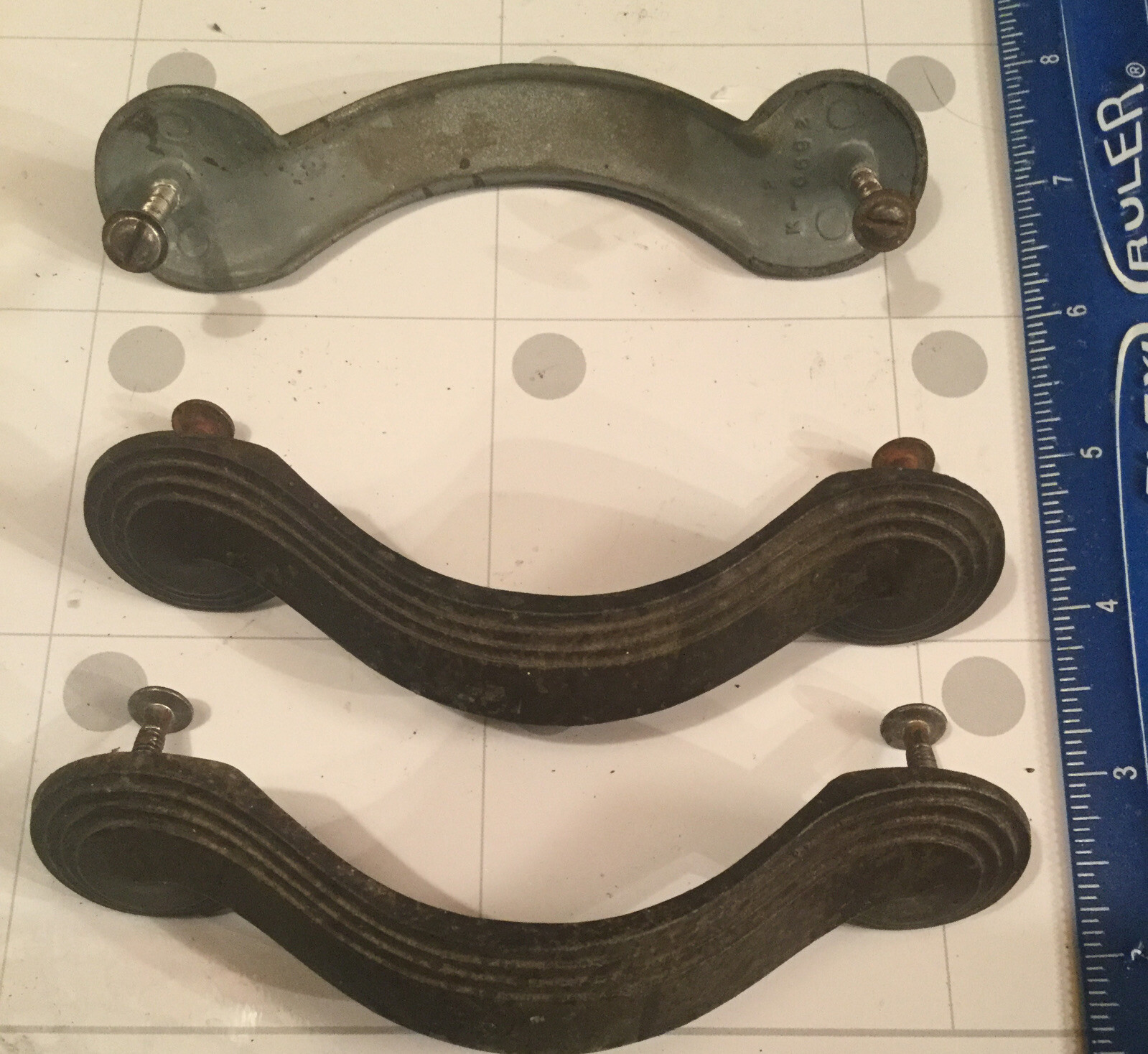Lot 3 Art Deco Period 5” Draw Pulls Handles w/ Mount Holes 4.25” Apart 1920’s
