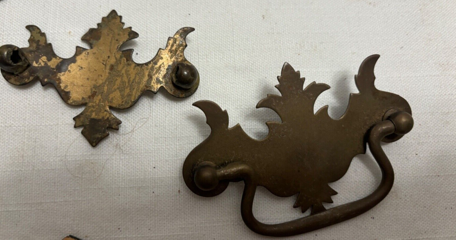 12 Chippendale Batwing Vintage Stamped Metal Drawer Pulls w Bails 2 Sizes