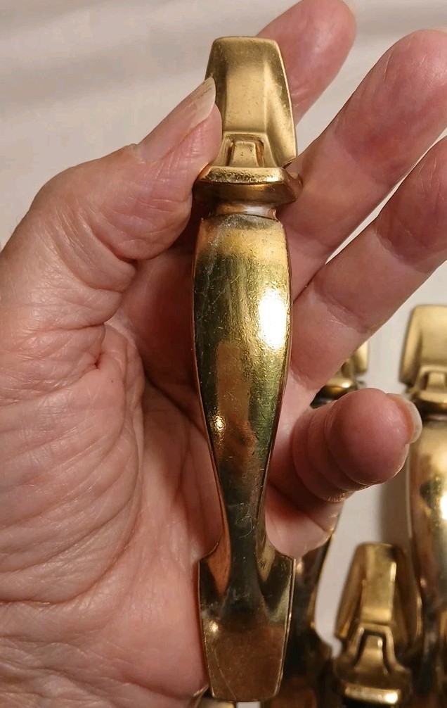 16 Keller Brass Co Vtg MCM Brass Cupboard Cabinet Pull Handles 5-1/4″ W/SCREWS