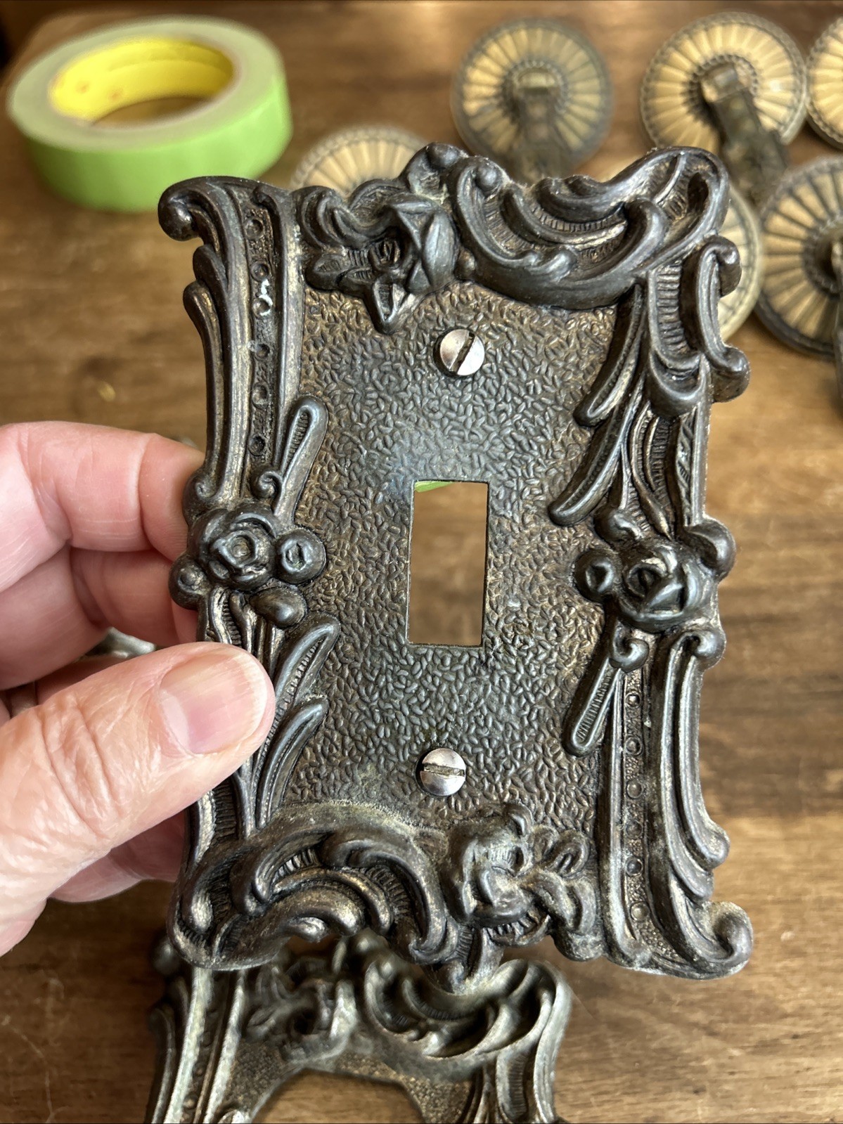 Vintage Hyer & Edmar Ornate Cabinet Pulls, Plate Covers & Towel Rings Lot of 17