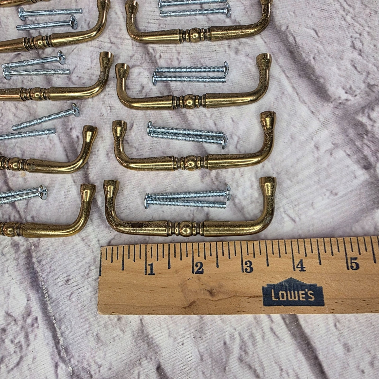 Vintage Solid Brass Cabinet Knobs & Handles Set With Screws 21 Knobs 10 Handles