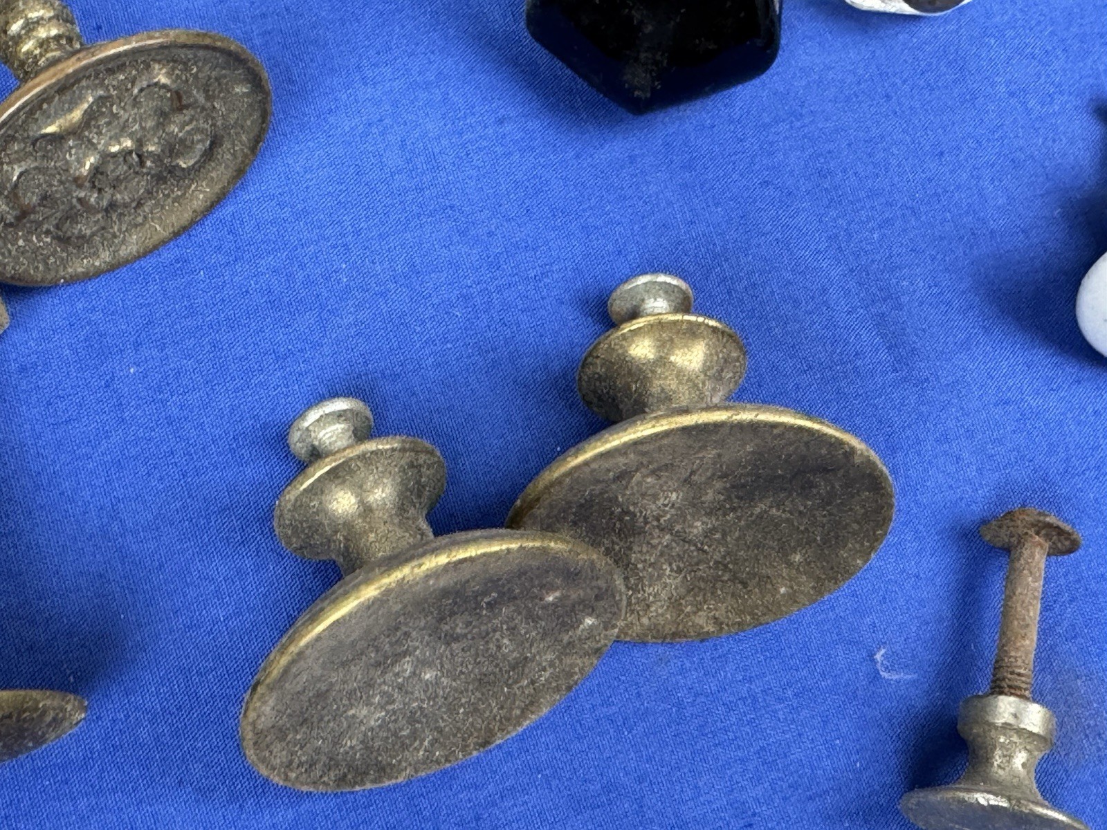 21 Antique & Vintage Pull Knobs, Door or Drawer, Metal (Tin, Steel), Glass, Wood