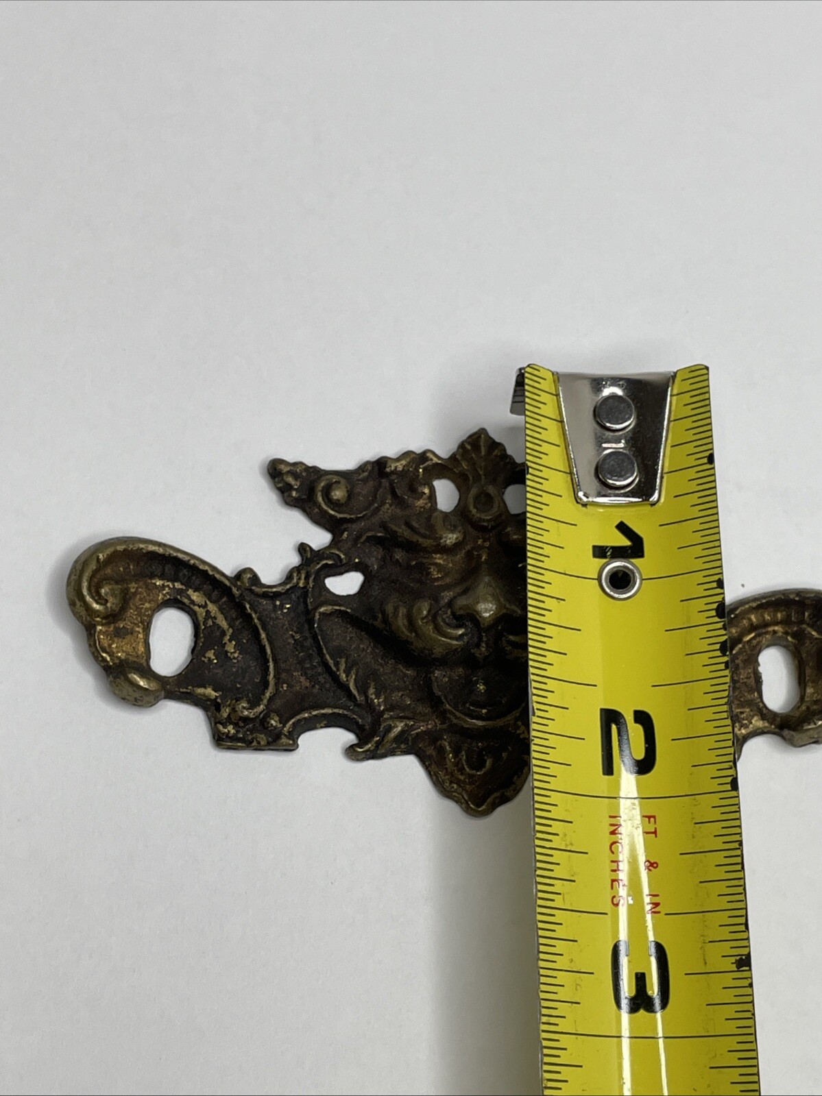 Antique Old Man Wind Winter Heavy Brass Drawer Pull Back Plate