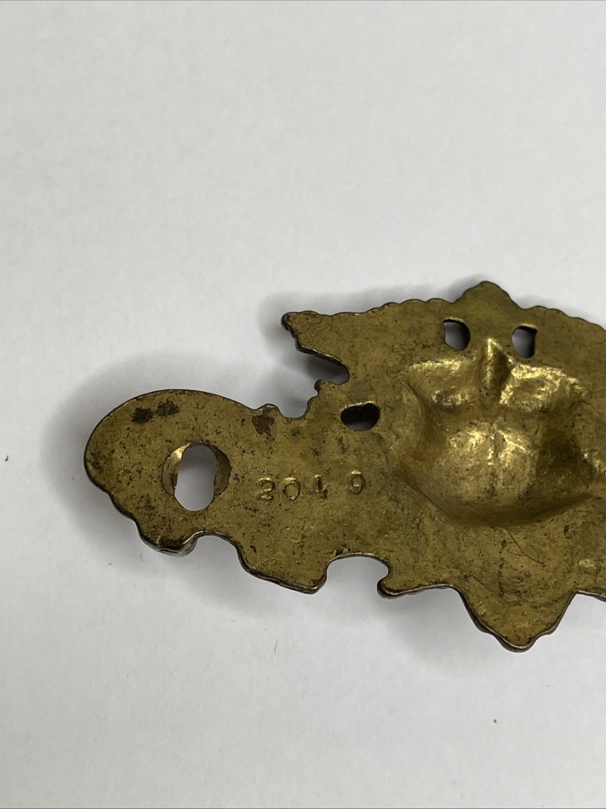 Antique Old Man Wind Winter Heavy Brass Drawer Pull Back Plate