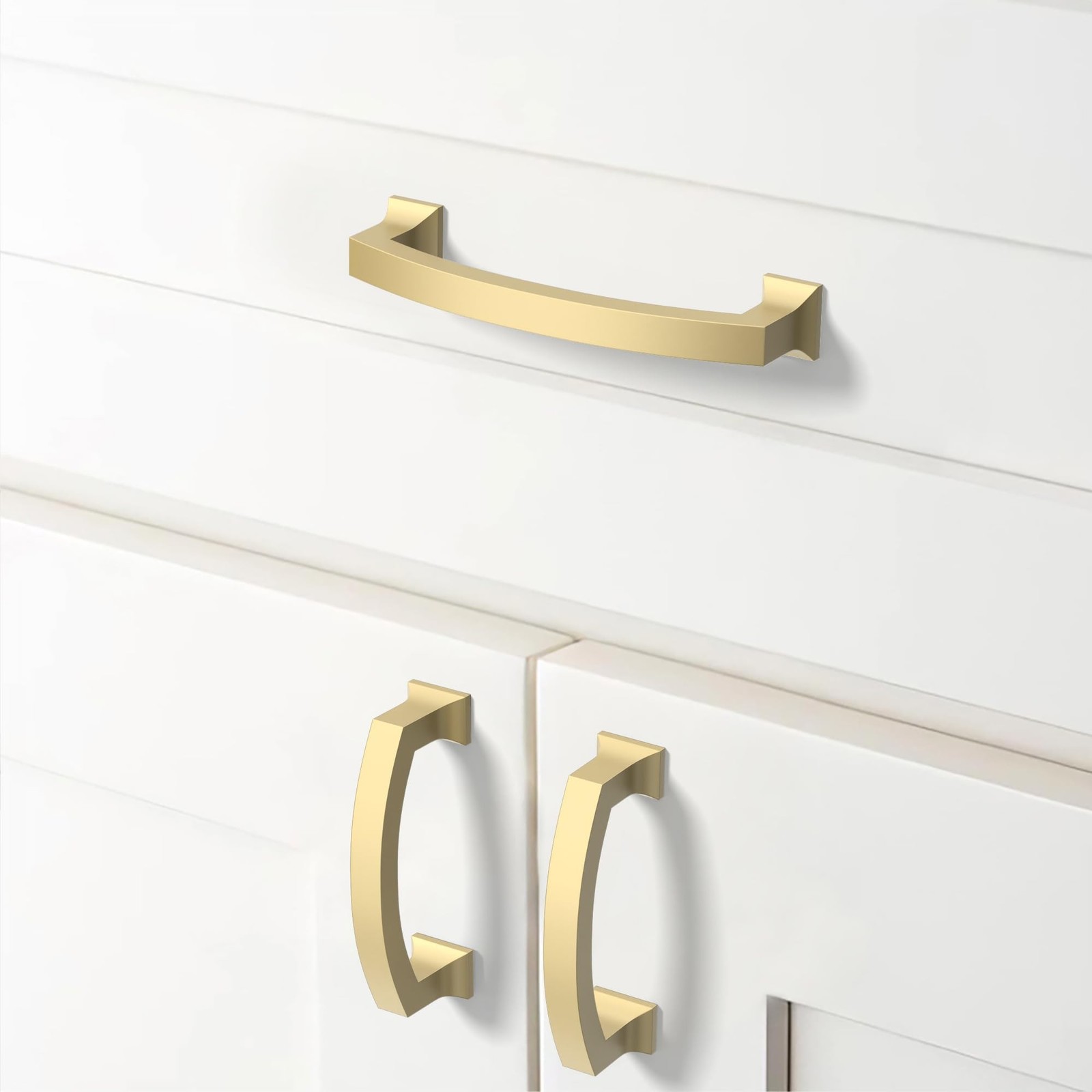 10 Pack 3”(76mm) Gold Kitchen Cabinet Handles Modern Gold Cabinet Pulls Draw…