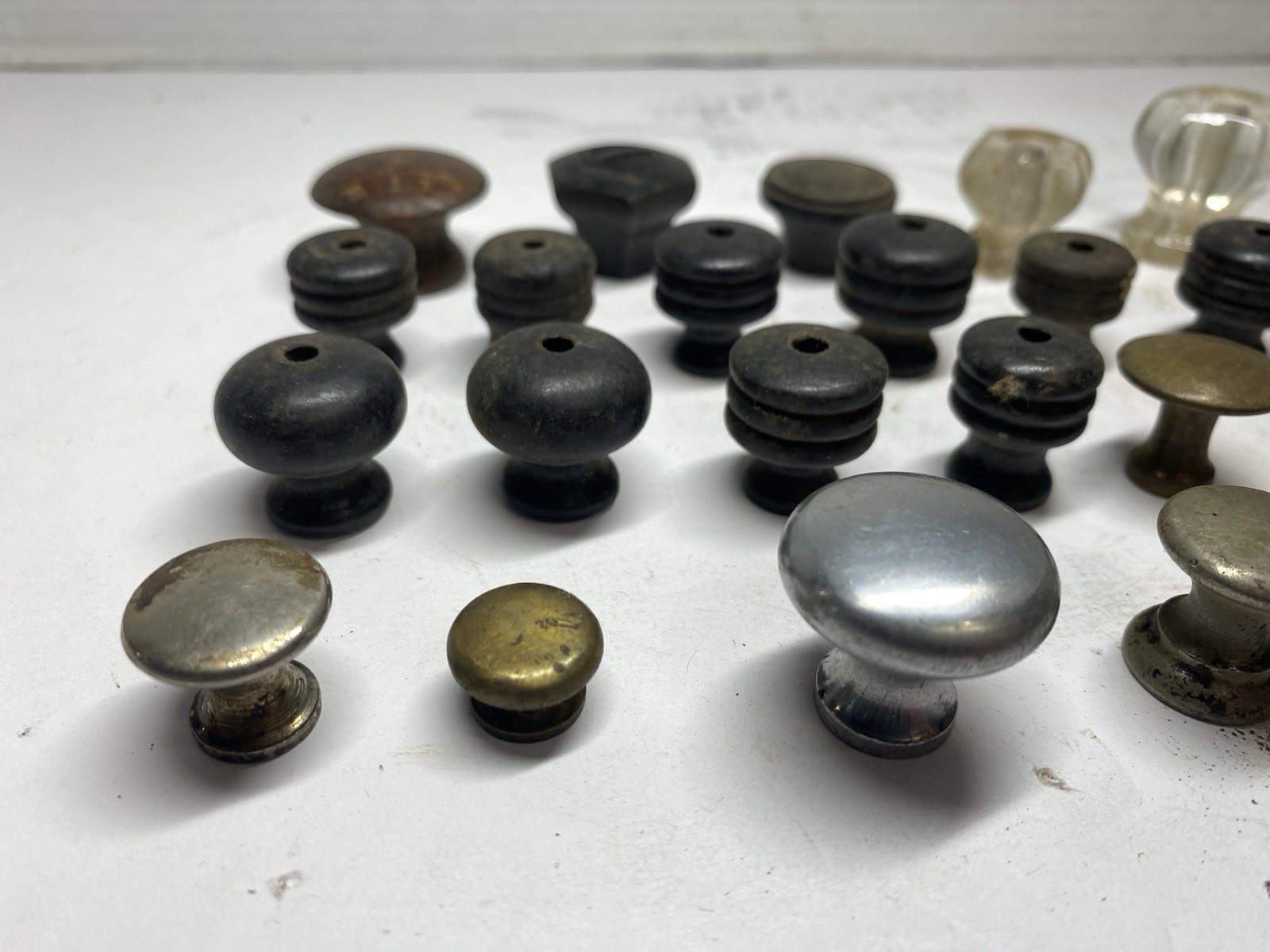 Vintage Lot Of 25 Various Mixed Material Pulls Knobs