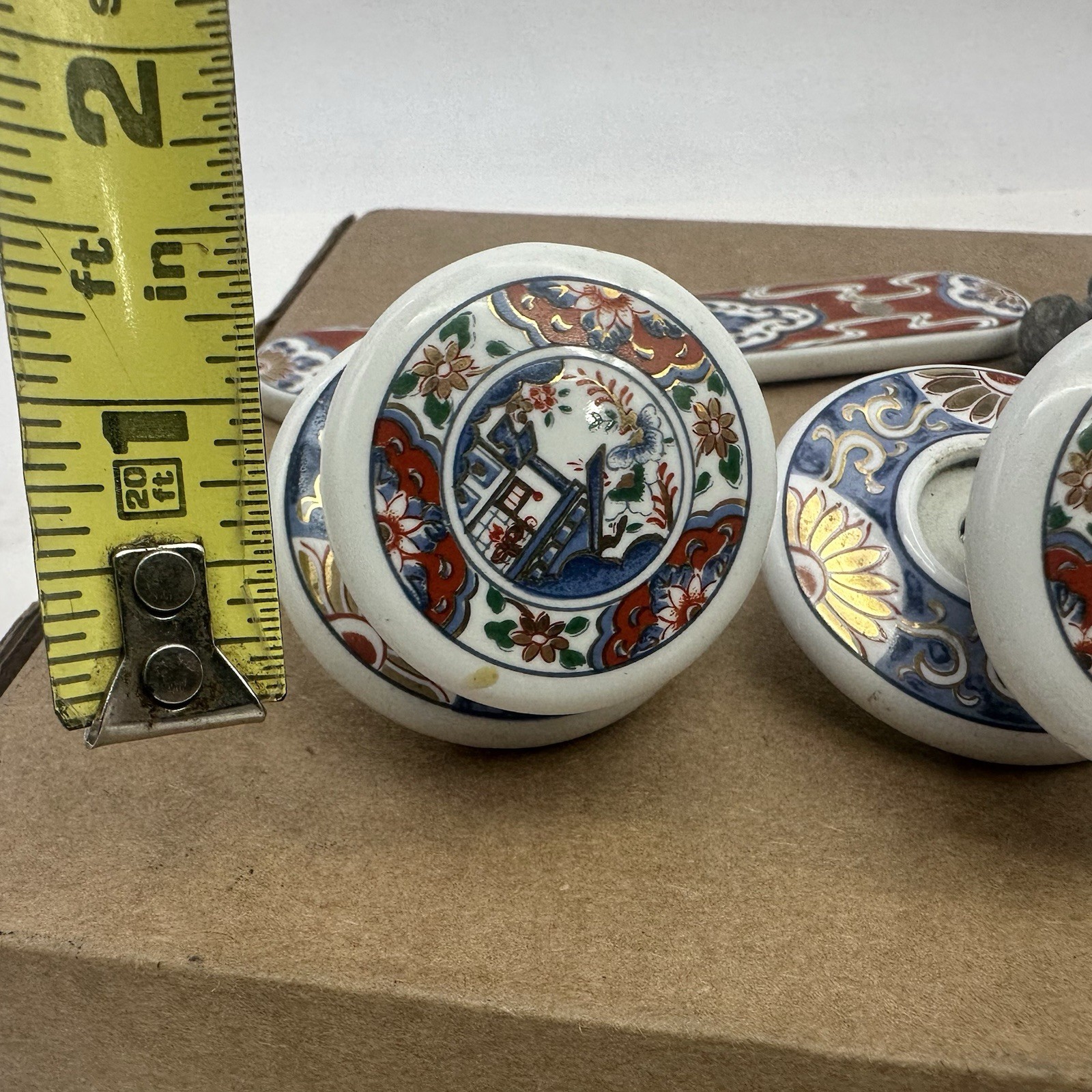 Lot 5 PCs 1985 Belwith Japan Ceramic Metal Drawer Door Handle 2 Knobs 2 Handles