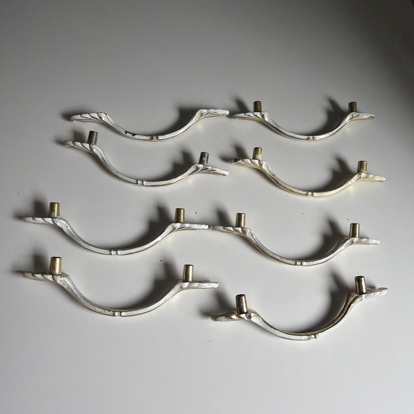 Vintage AJAX 989 8 Handles Cabinet Drawer Door Pull Gold White 3″ OC French Pro