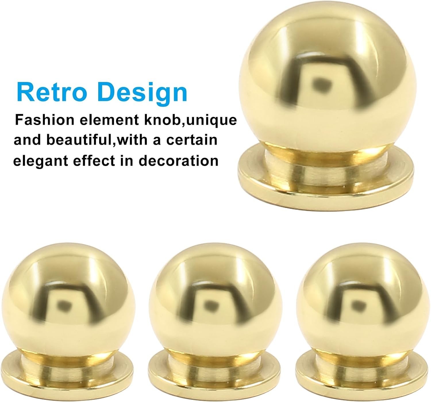 4 Pack Mini Round Brass Knobs – Polished Gold 1/2 Inch Drawer Pulls