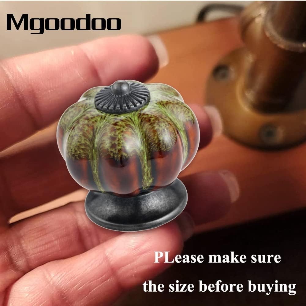 Rustic Green Pumpkin-Shaped Drawer Knobs – Handmade Ceramic Cabinet Pulls