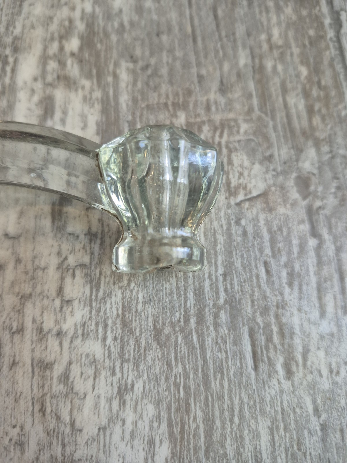 Vtg Antique Clear Glass Drawer Pull Handle Dresser Vanity 3″ Centers